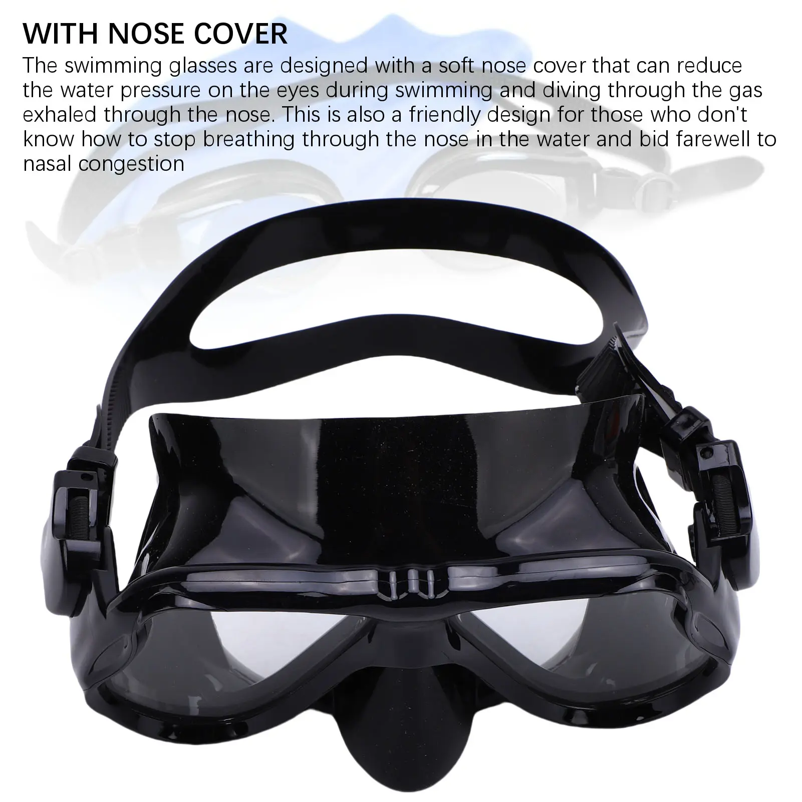 Swimming Glasses with Nose Cover Adults 180 Degree Clear View for Snorkeling Diving Pool Beach Swimming Glasses with Nose Cover
