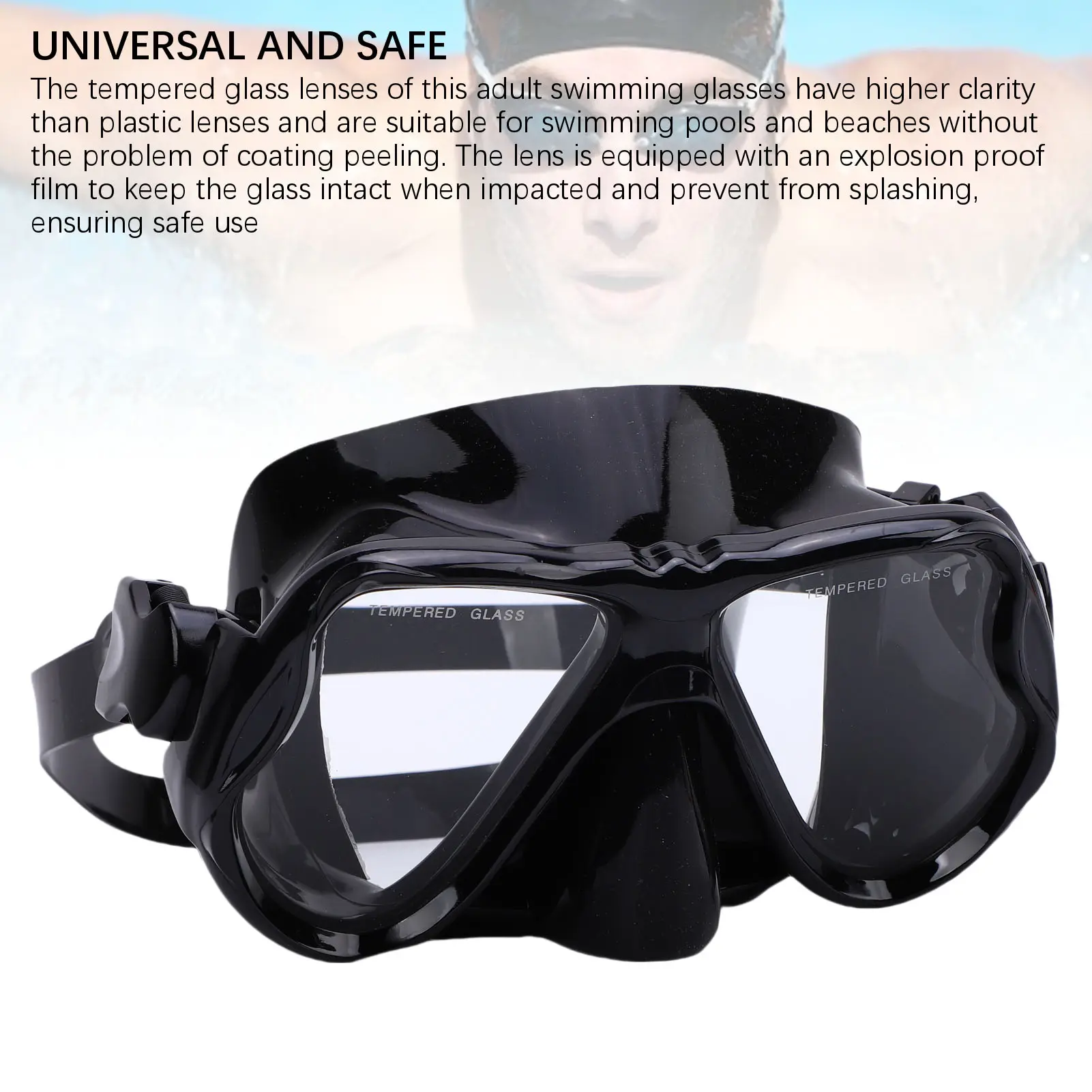 Swimming Glasses with Nose Cover Adults 180 Degree Clear View for Snorkeling Diving Pool Beach Swimming Glasses with Nose Cover