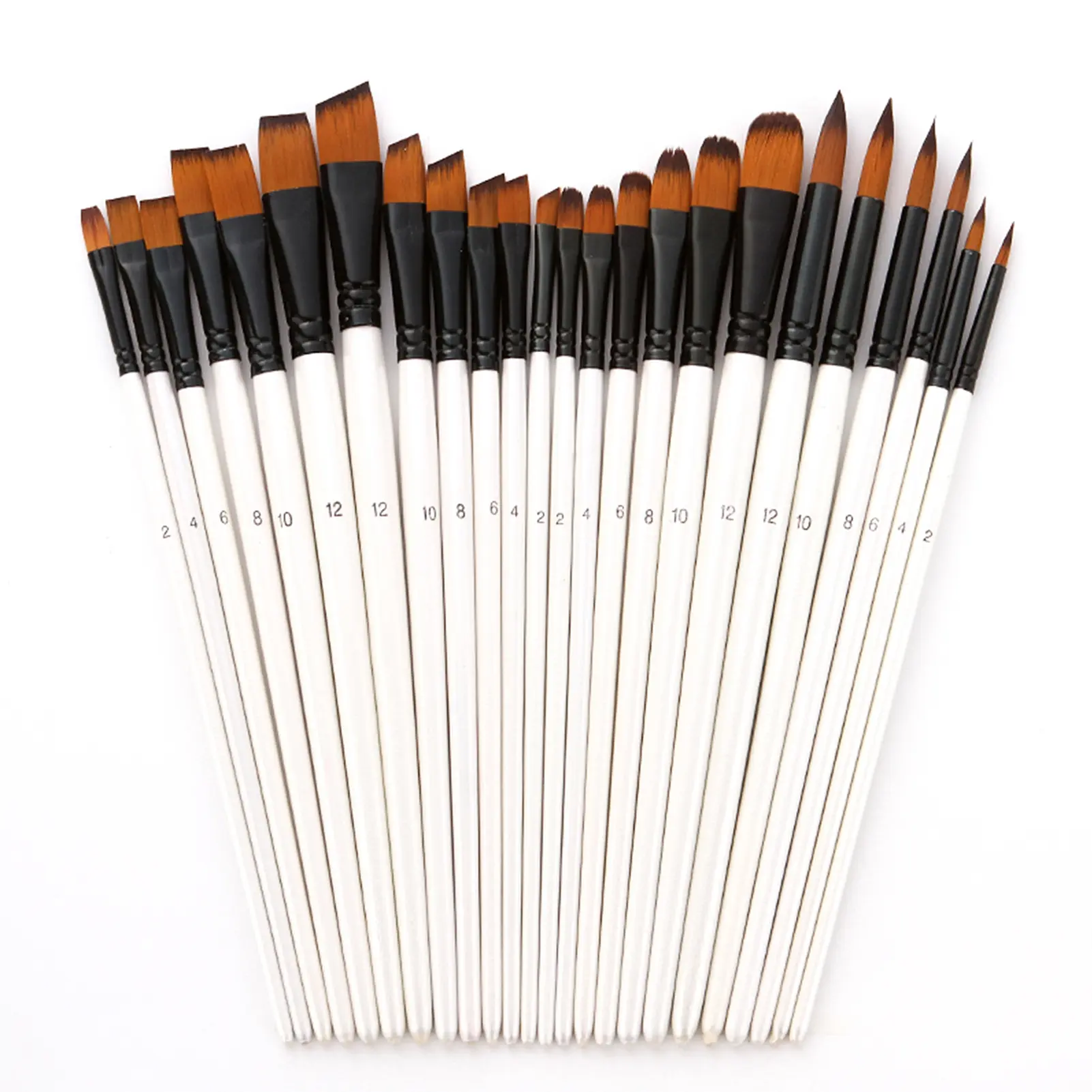 24pcs Draw Paint Brushes Set Kit Artist Paintbrush Round Brushes with Nylon Hair for Artist Painter Students