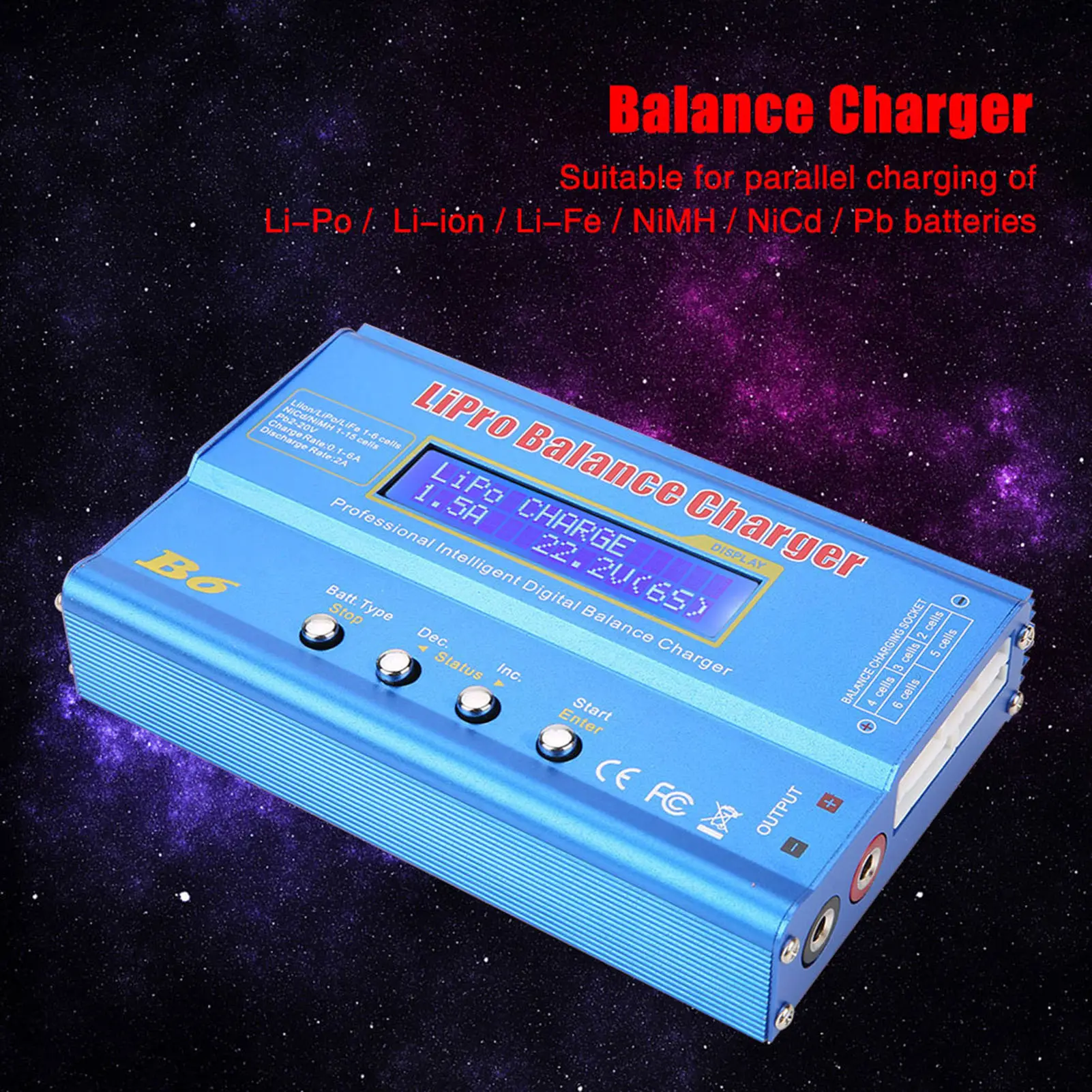 80W 6A Lipo Battery Balance Charger Discharger for LiPo，Li-ion，Li-Fe，LiHV Battery (1-6S), NiMH，NiCd (1-15S), Rc Hobby Battery