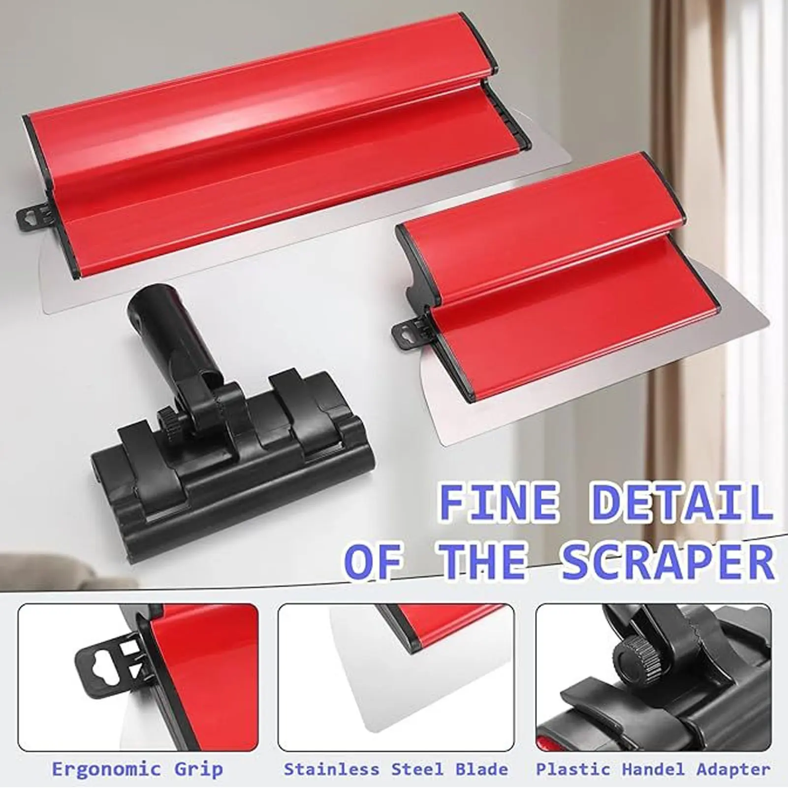 Finishing Tools Set Lightweight Ergonomic  Skimming Blade Set Non Slip Handle User Friendly for Home Renovation