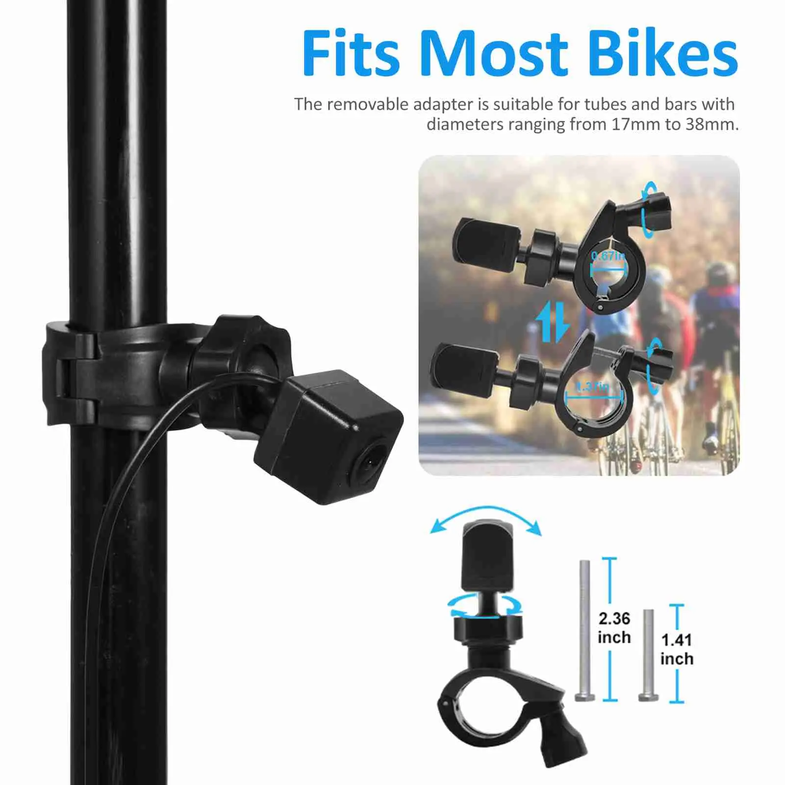Bike Rear View Camera 1080P 4.3in HD Display Screen Rear View Camera for Mountain Bike Electric Bike Rear View Mirror Camera