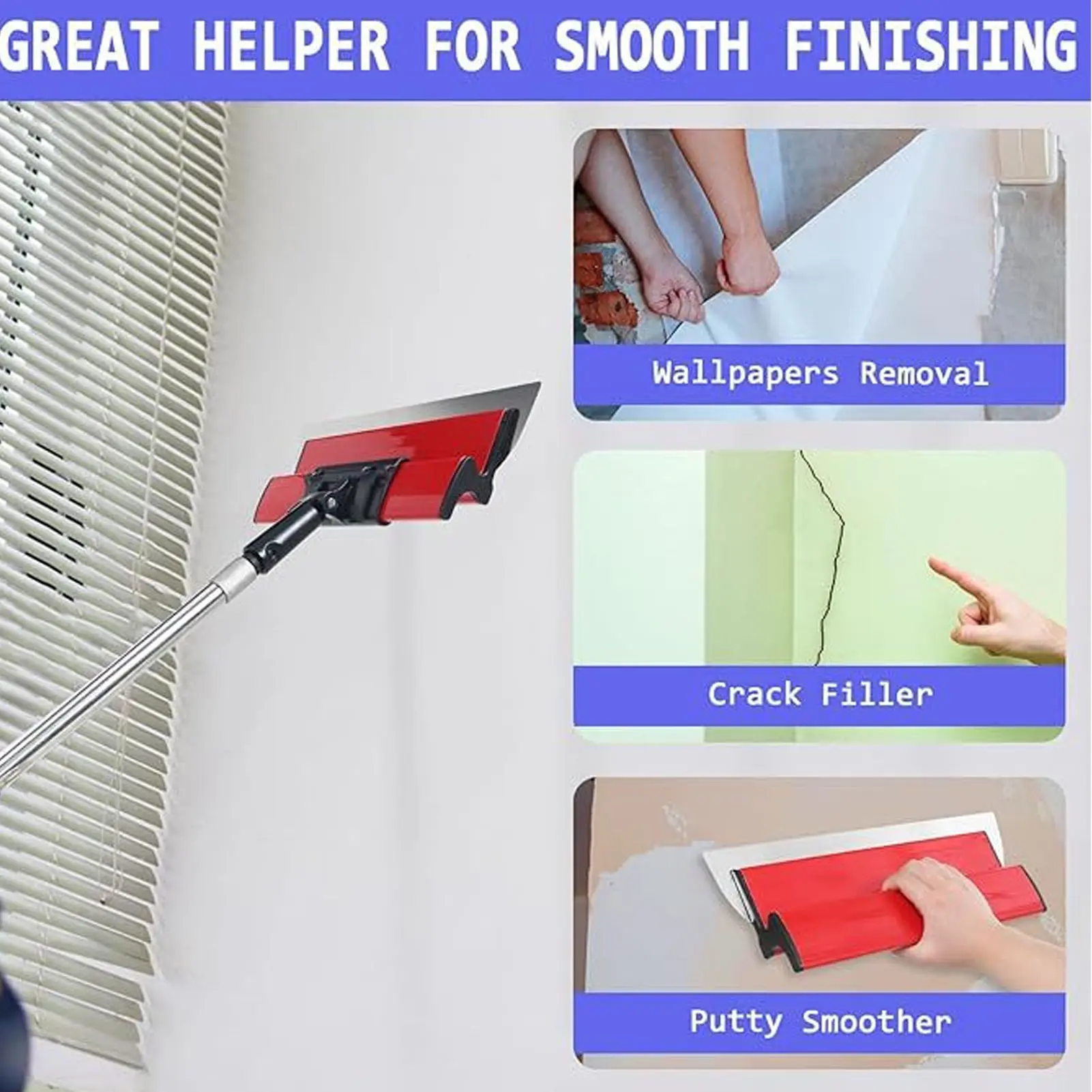 Finishing Tools Set Lightweight Ergonomic  Skimming Blade Set Non Slip Handle User Friendly for Home Renovation