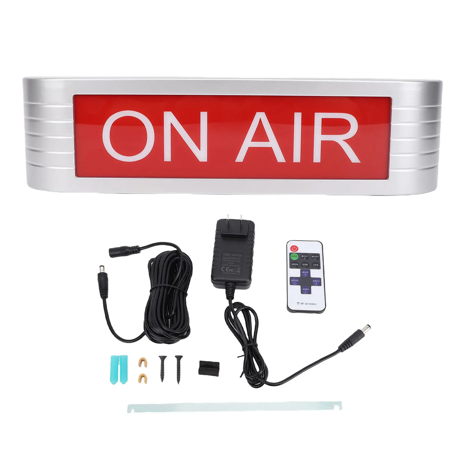 ON AIR Sign LED Light Wall Mountable Recording Sign for Studio Home Office Live Podcast Silver Red Aluminum Alloy