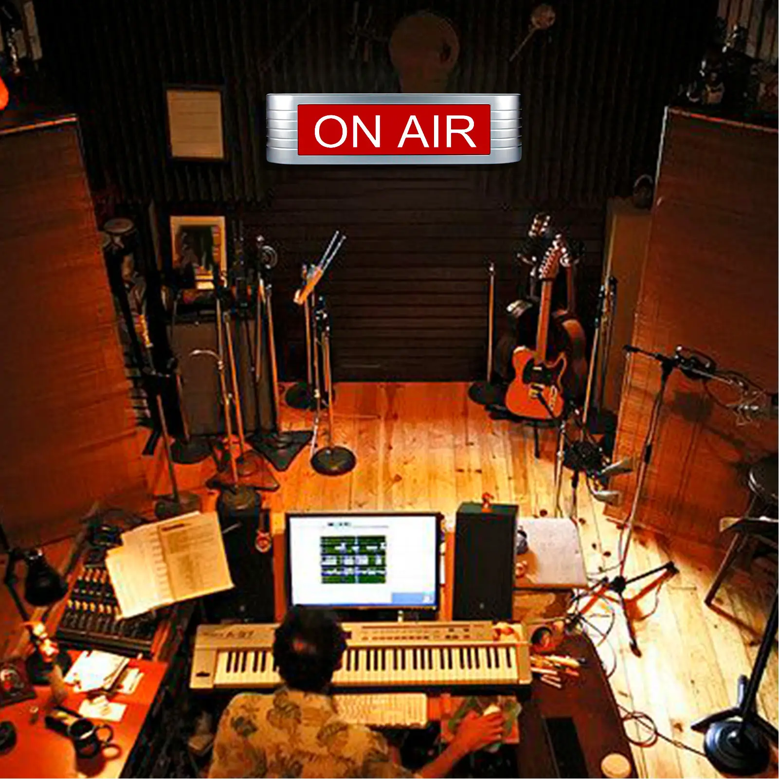 ON AIR Sign LED Light Wall Mountable Recording Sign for Studio Home Office Live Podcast Silver Red Aluminum Alloy