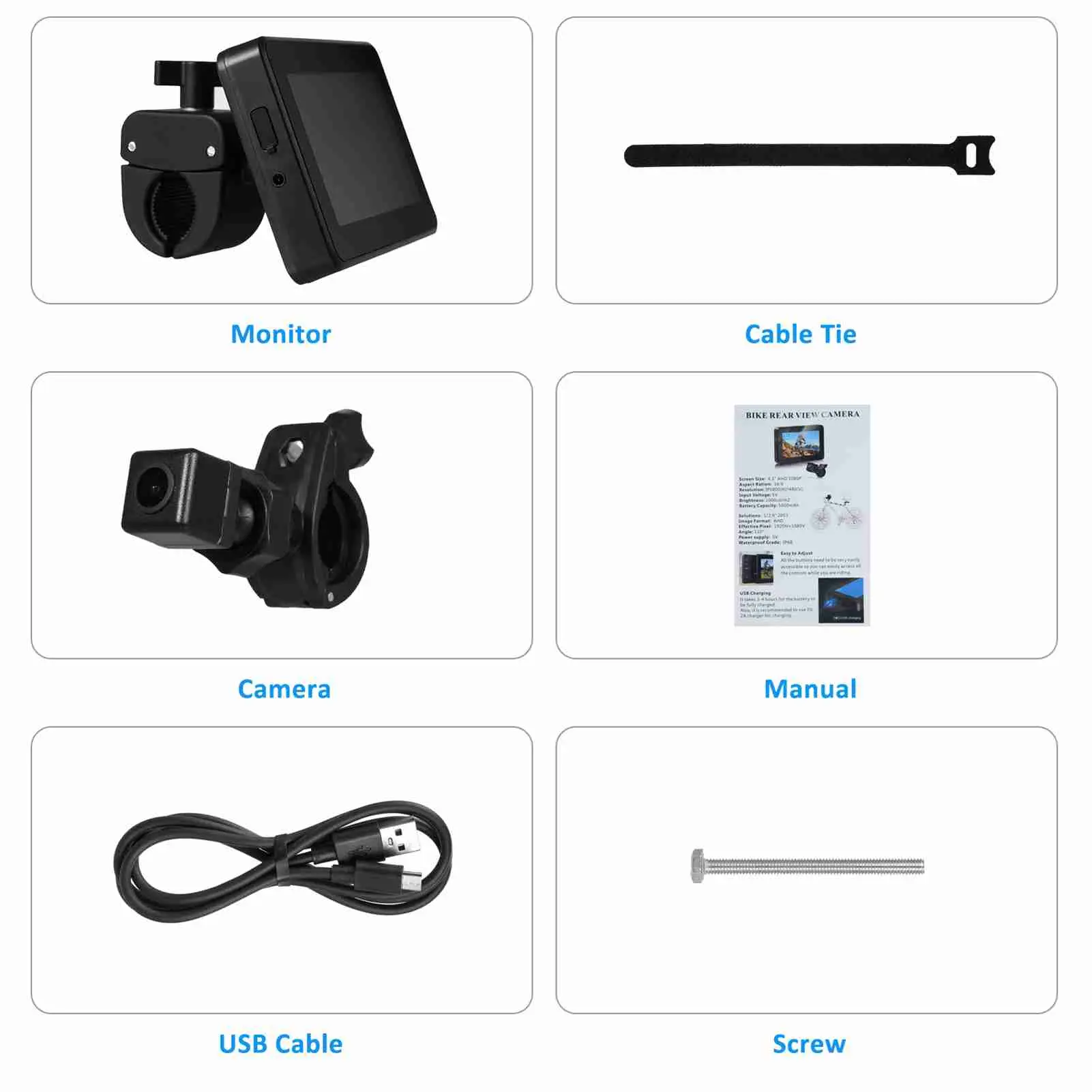 Bike Rear View Camera 1080P 4.3in HD Display Screen Rear View Camera for Mountain Bike Electric Bike Rear View Mirror Camera