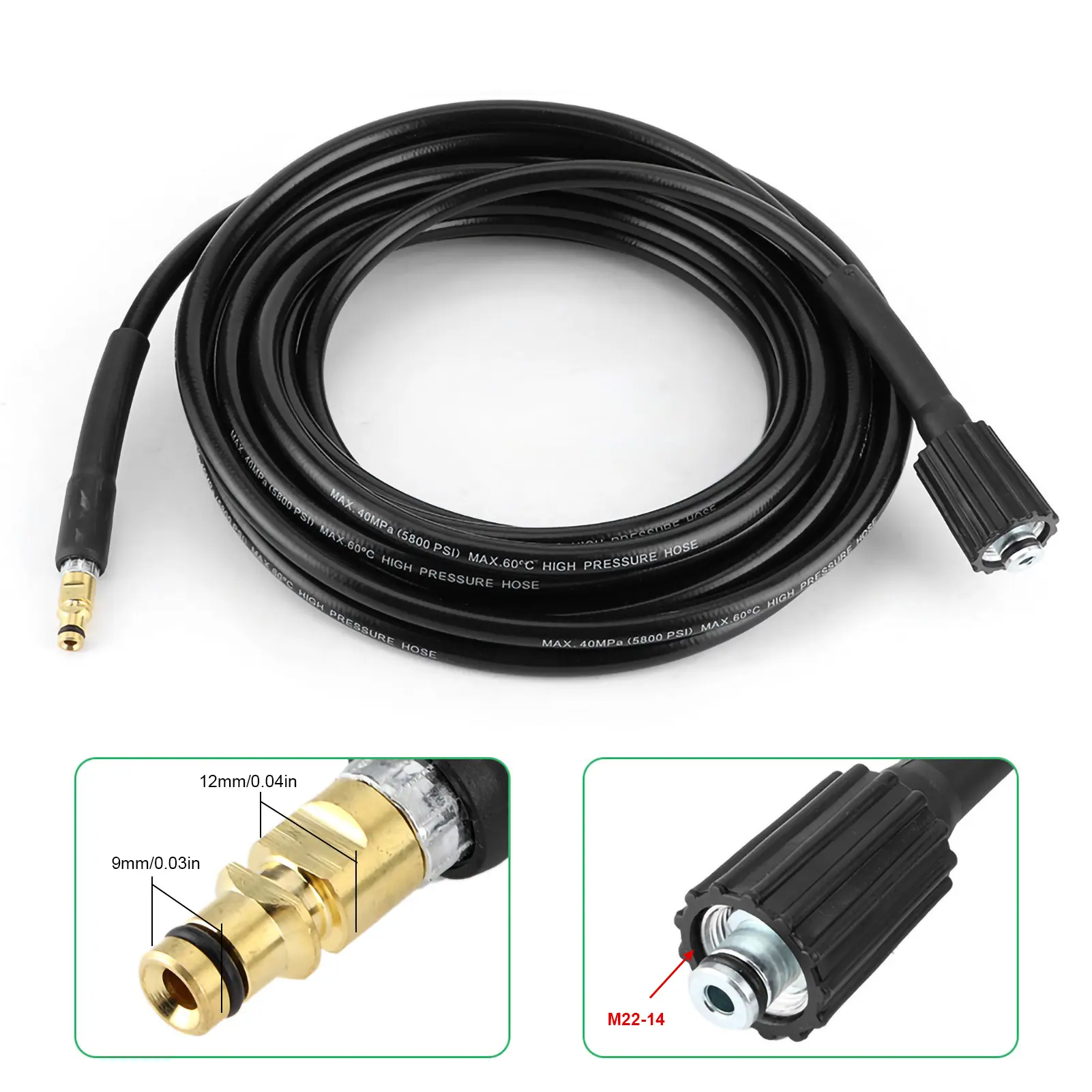 40MPa/5800PSI Auto Washer Hose High Pressure Water Cleaning Rubber Pipe Fit for  K2 K3 K4 K5 Car Cleaning Accessory