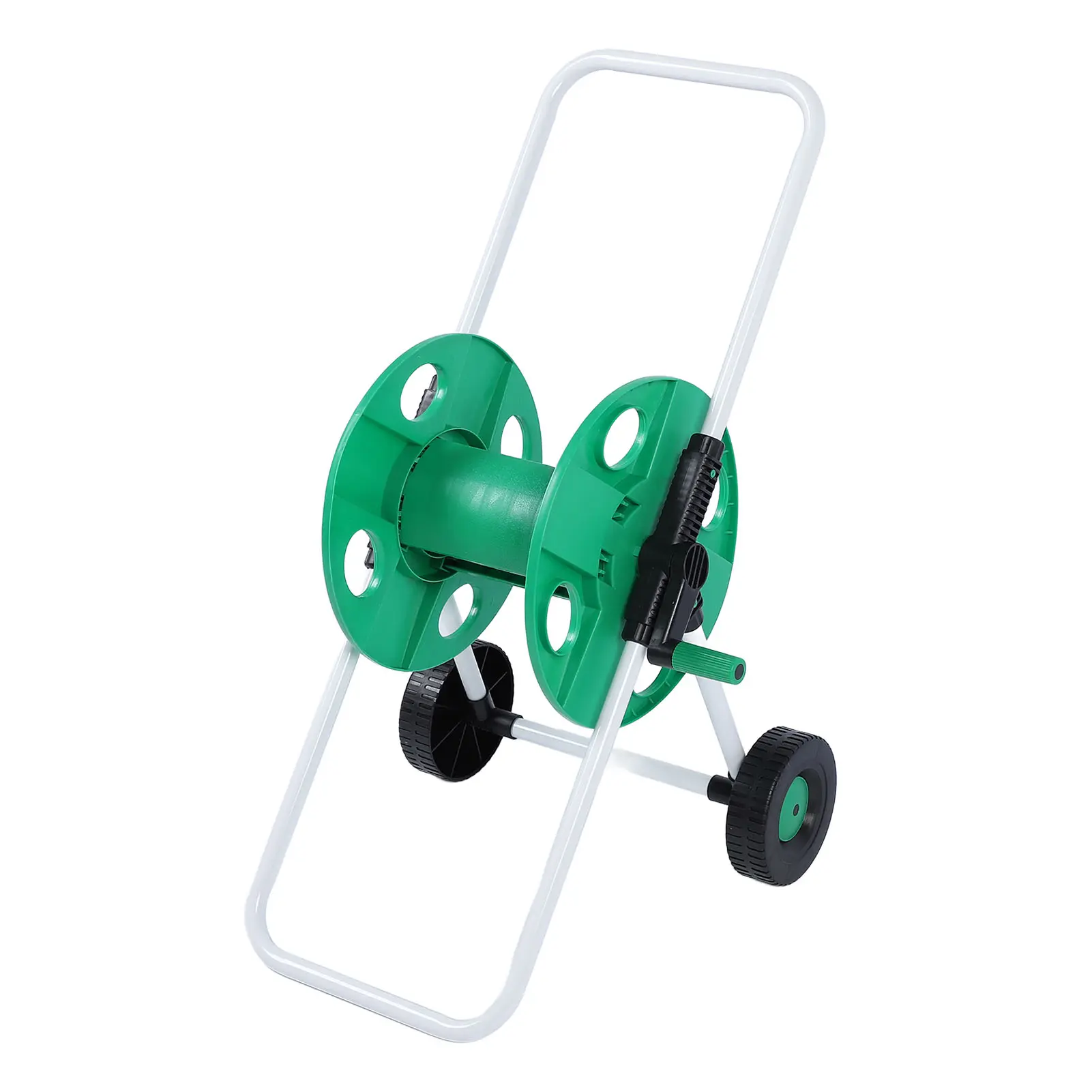 Hose Storage Stand with Wheels Water Hose Reel Cart Green PP Labor Saving with Wheels Hand Push Hose Storage Cart for Garden