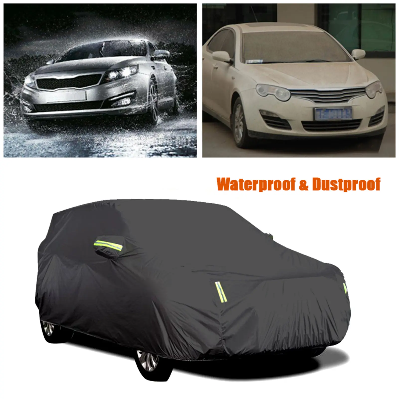 Sedan Car Cover Waterproof All Weather Outdoor Car Cover UV Protection Windproof Full Car Cover Universal(4.4*1.8*1.6M)