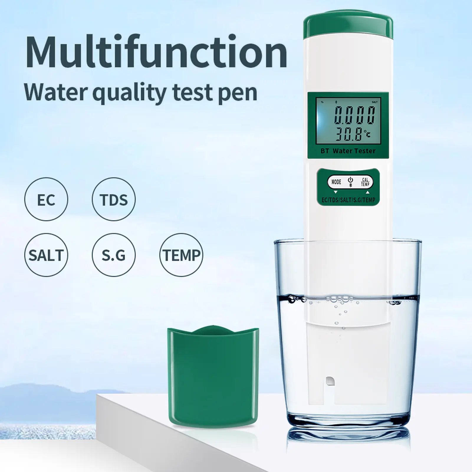 EC  SALT SG TEMP Meter Multifunctional Automatic Calibration High Accuracy Easy To Read Digital Water Tester for Aquariums