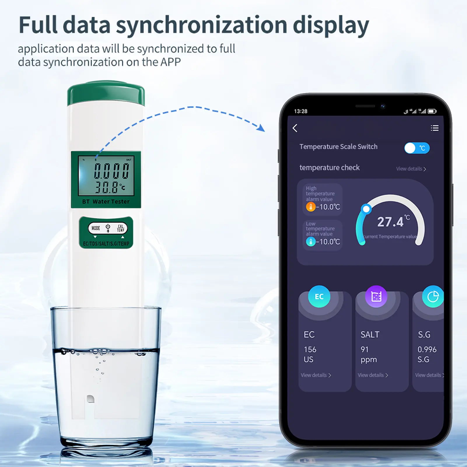 EC  SALT SG TEMP Meter Multifunctional Automatic Calibration High Accuracy Easy To Read Digital Water Tester for Aquariums