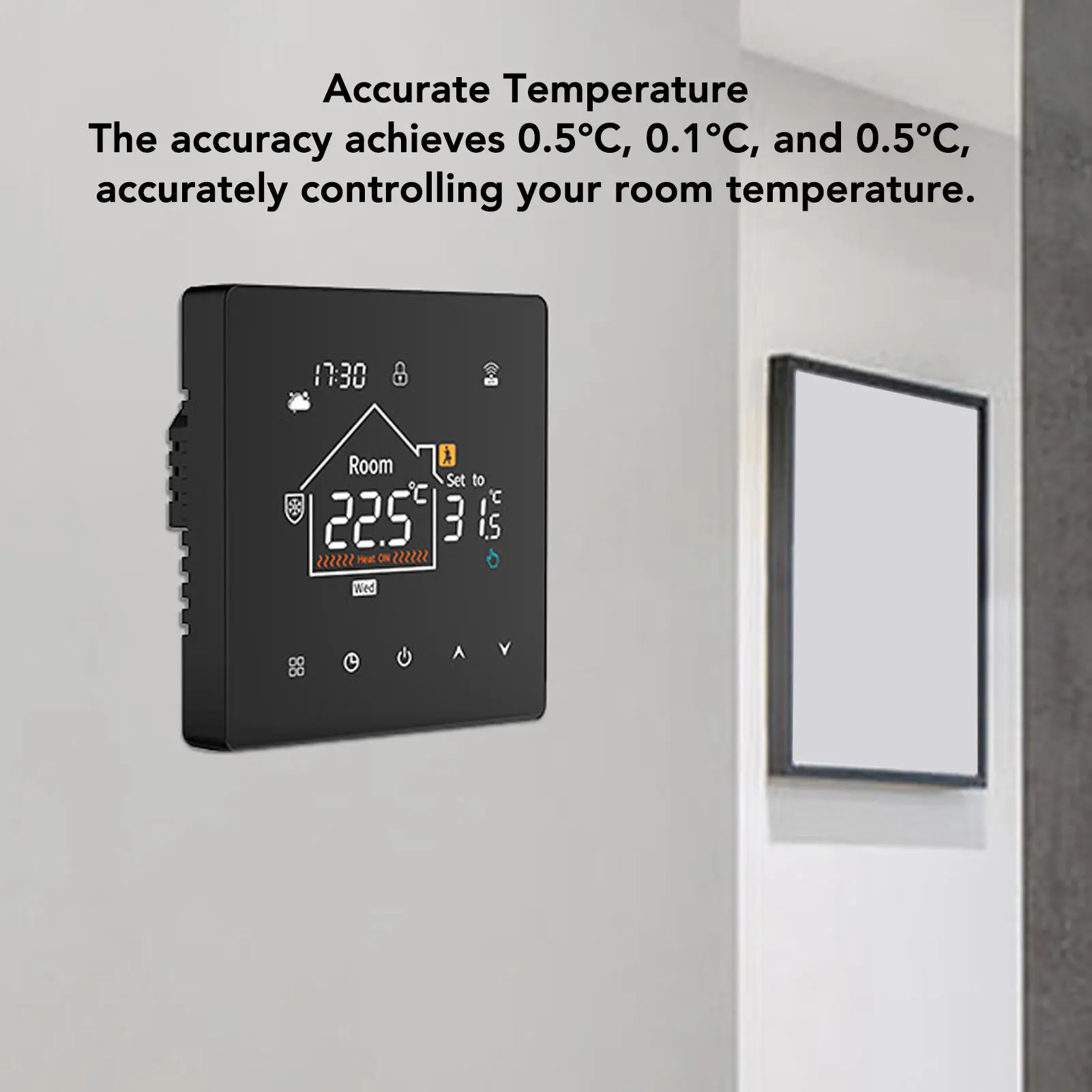 Digital Temperature Controller HD Color Touchscreen Data Memory 7 Day Programmable Thermostat Versatile IP20 Rating for Office