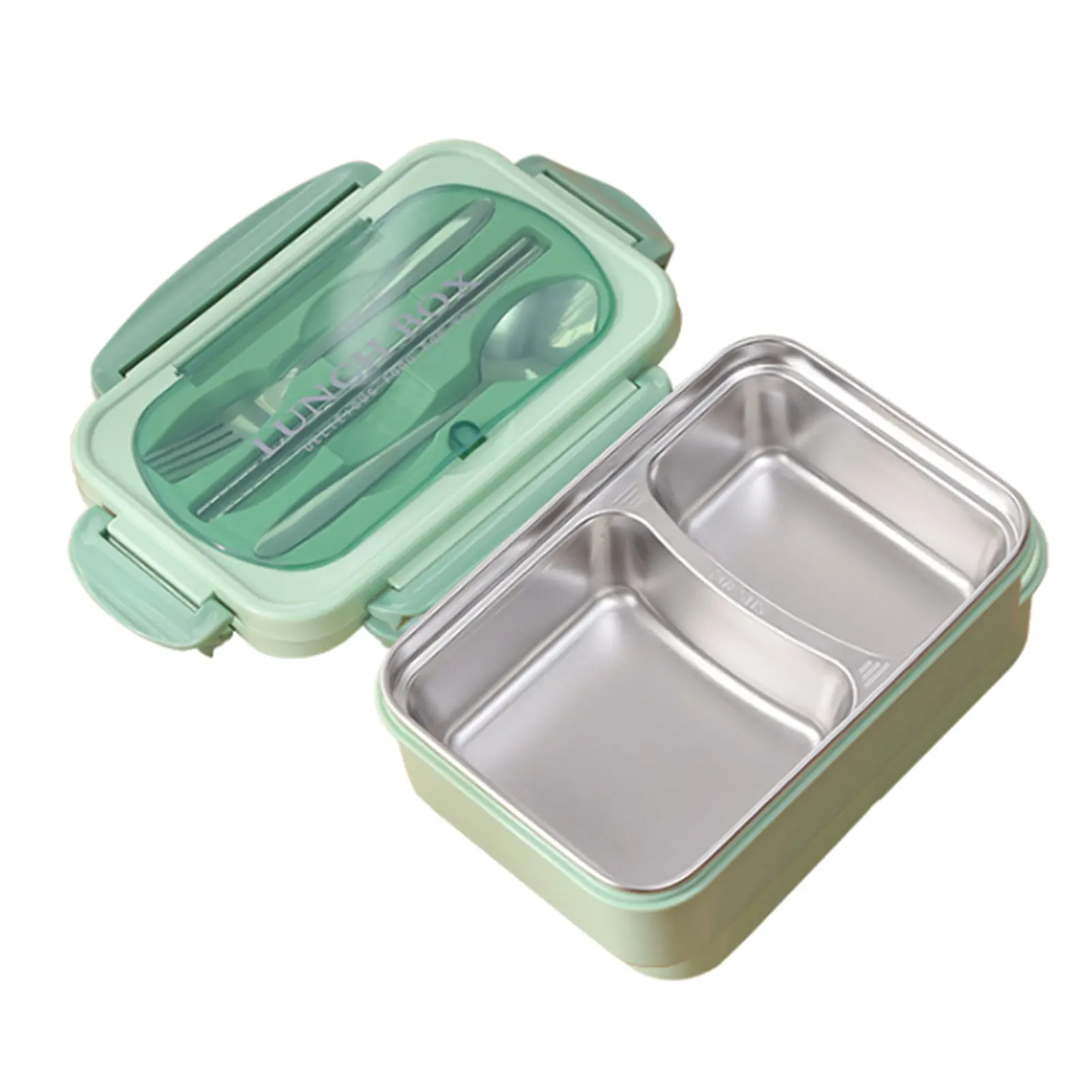 Portable Lunch Box 304 Stainless Steel Leakproof Divided Food Containers with Spoon and Chopsticks