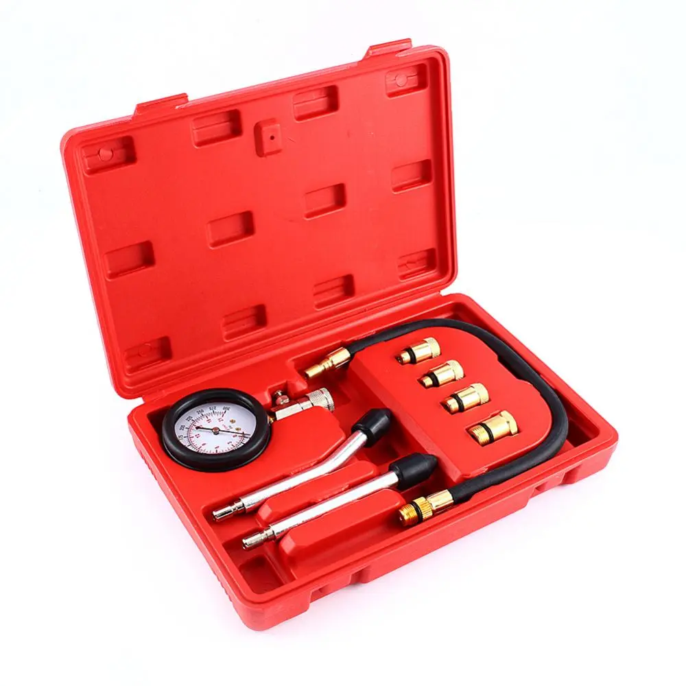 Cylinder Compression Gauge Motorcycle Tool Kit Petrol Engine Compression Tester Test Gauge Kit Car Motorcycle Garage Tools Case