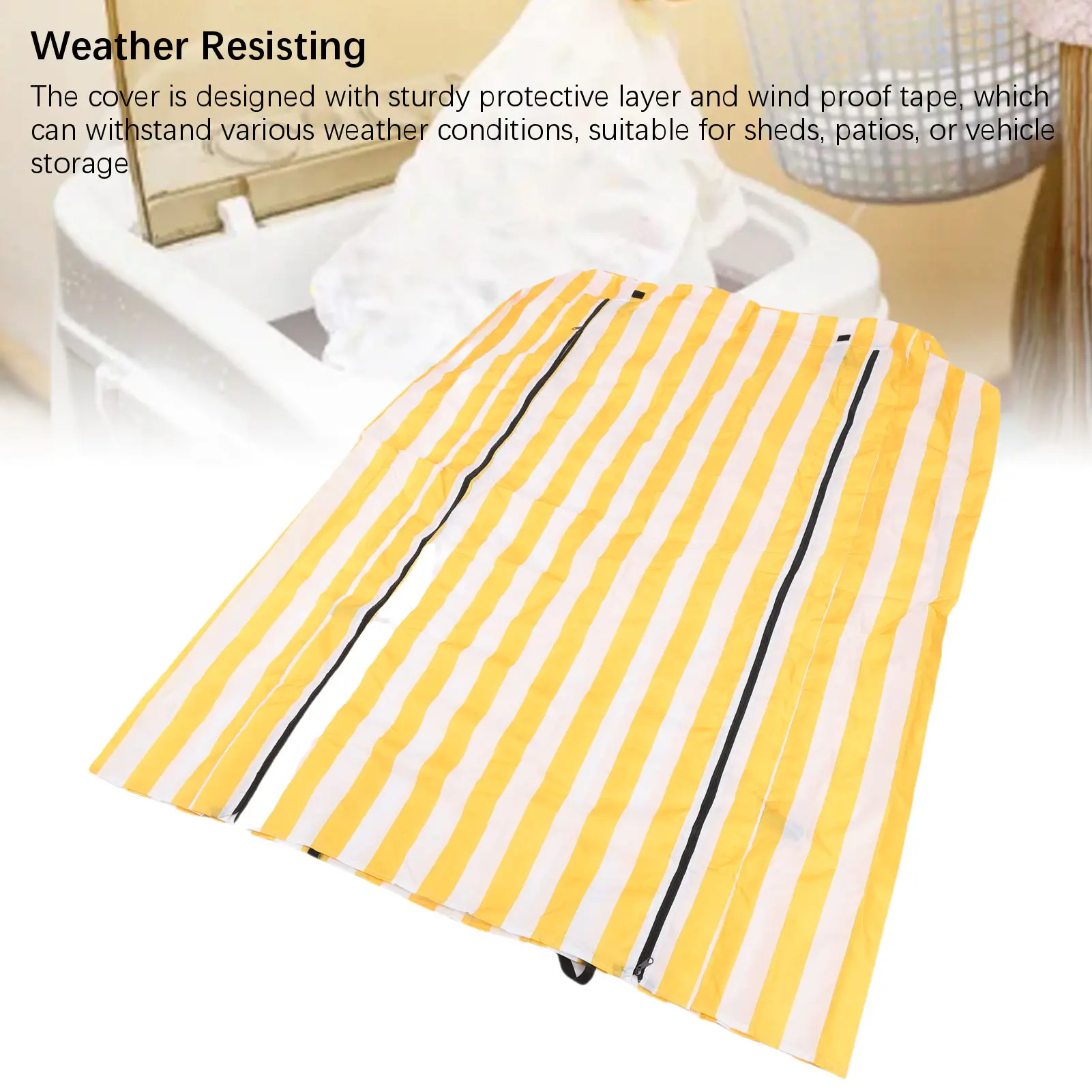 Water Proof Shelf Cover Comprehensive Coverage Storage Shelf Cover Yellow White Stripe Zippered Design for Shed Garage Shelves
