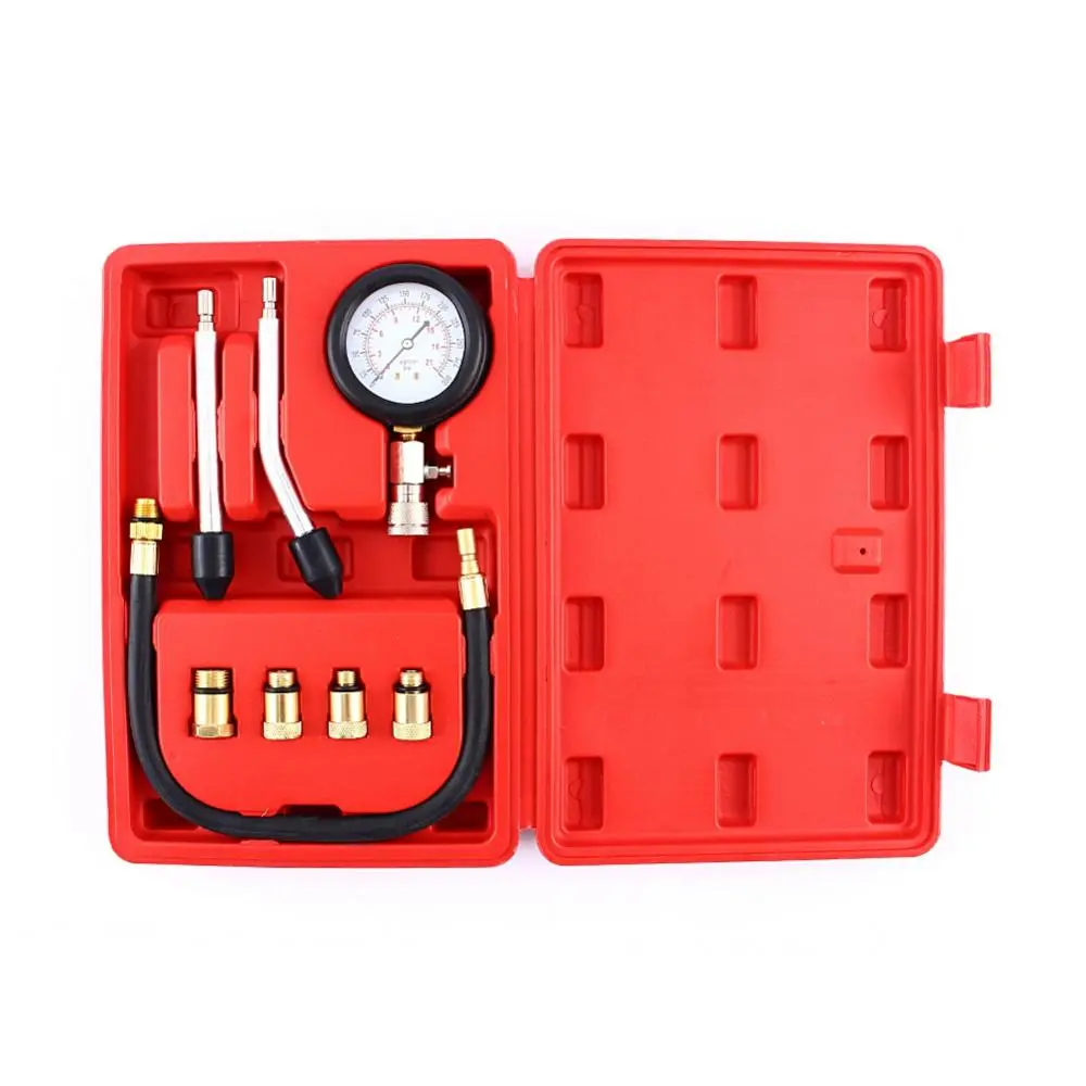 Cylinder Compression Gauge Motorcycle Tool Kit Petrol Engine Compression Tester Test Gauge Kit Car Motorcycle Garage Tools Case