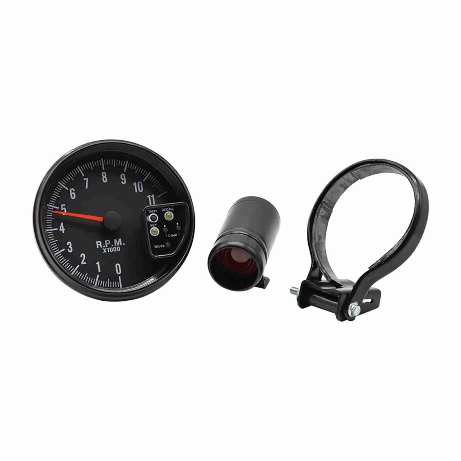 5 Inch Tachometer Gauge Black 7 Colors Backlight with Shift Light Peak Sound LED Flash When RPM Warning Car Tachometer Gauge