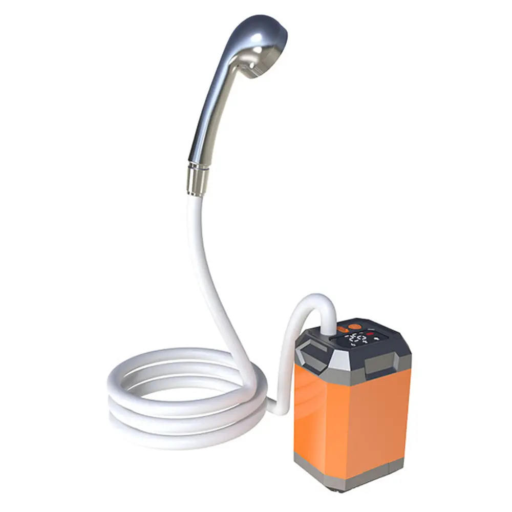Portable Camping Shower, Adjustable Outdoor Shower with Intelligent Temperature Detection 4500mAh Rechargeable Battery (Orange)