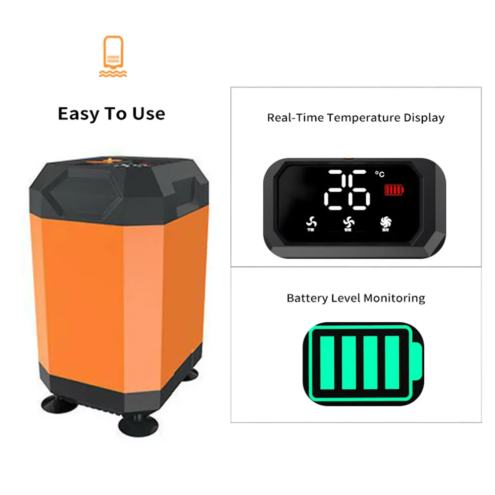 Portable Camping Shower, Adjustable Outdoor Shower with Intelligent Temperature Detection 4500mAh Rechargeable Battery (Orange)