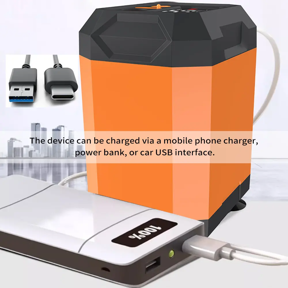 Portable Camping Shower, Adjustable Outdoor Shower with Intelligent Temperature Detection 4500mAh Rechargeable Battery (Orange)