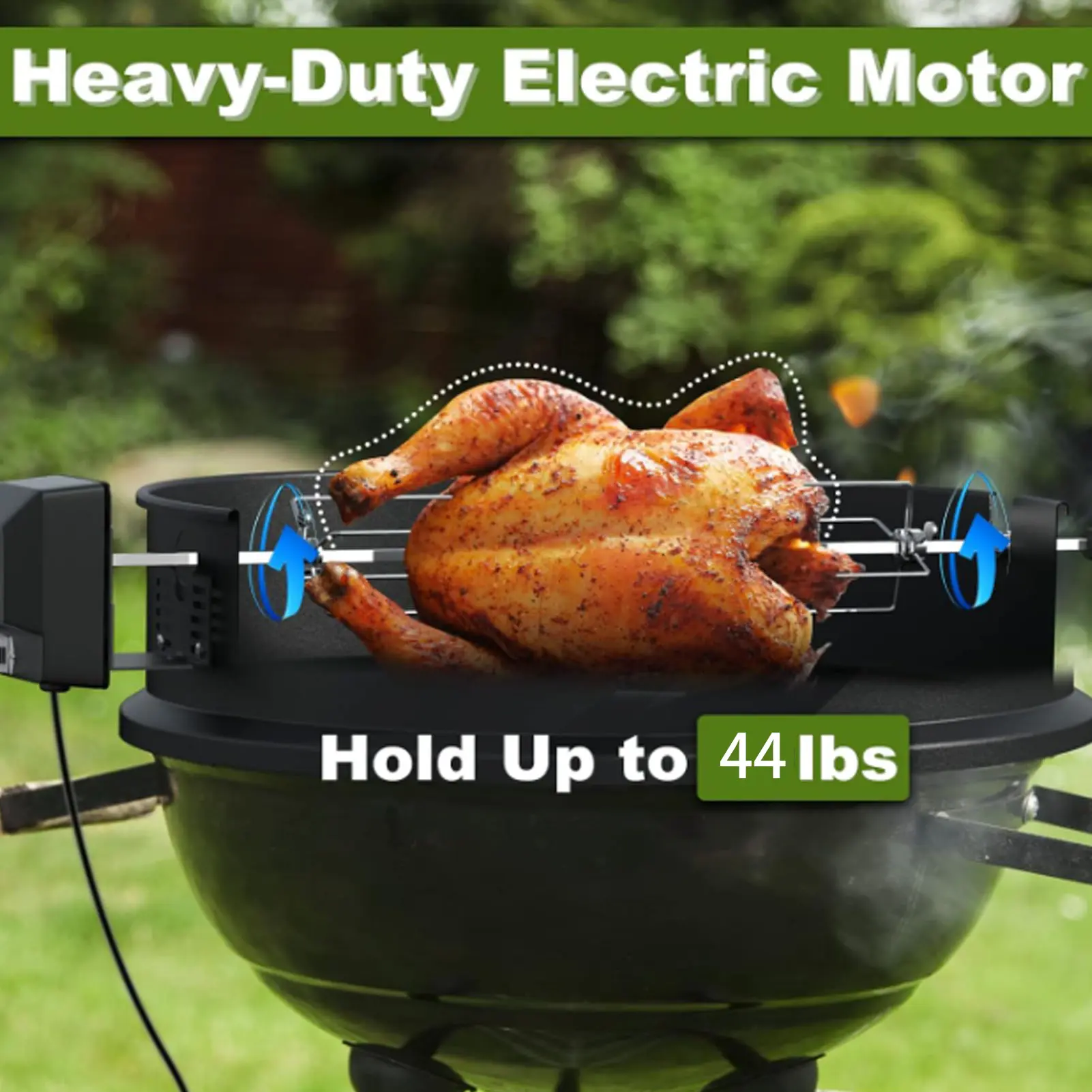 Rotisserie Ring Kit Rotisserie Kit Easy Assembly Stainless Steel 2 To 3 RPM for Outdoor Barbecues Camping Trips for 22in Grill