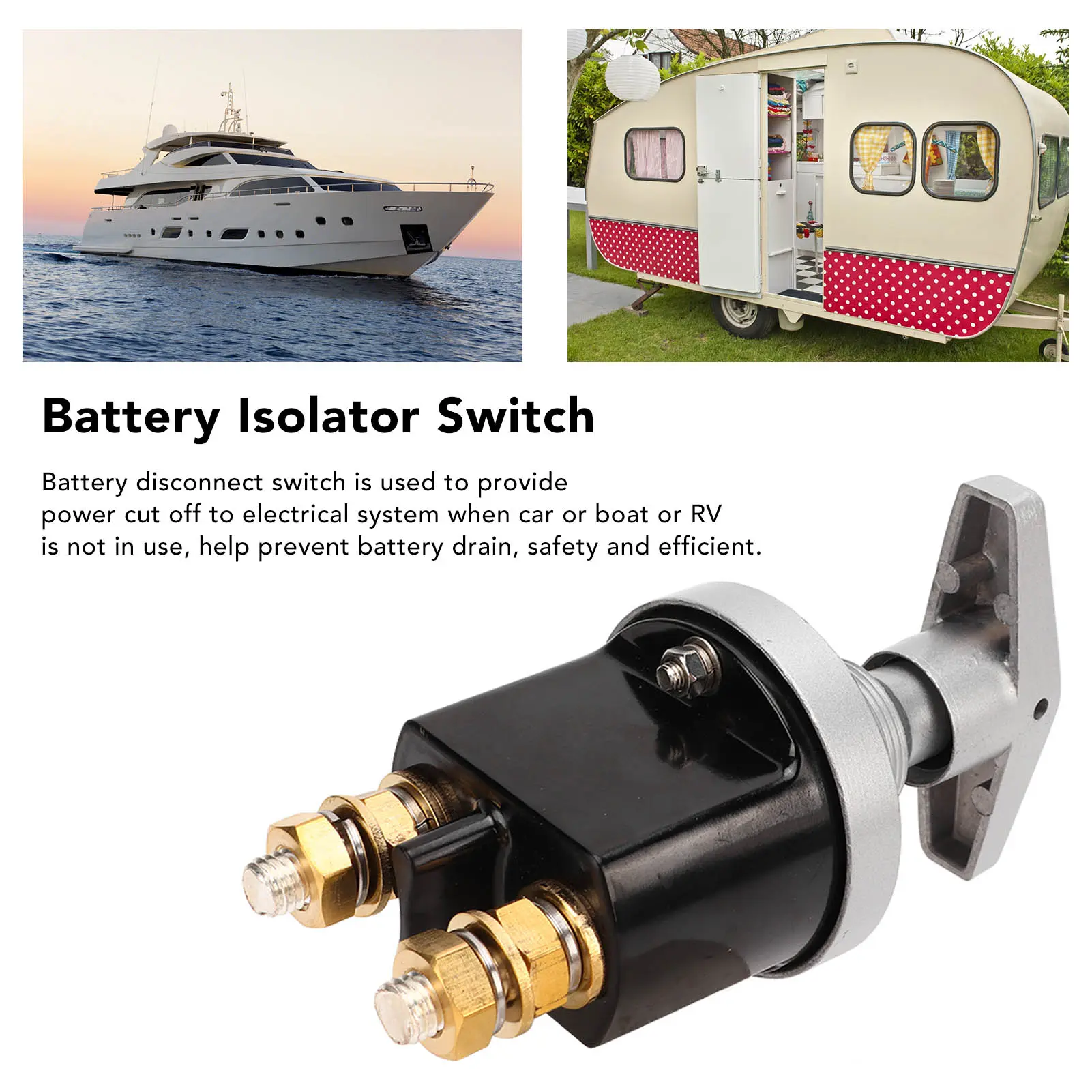 Battery Power Cutoff  12V 500A Rated Waterproof   for Car Boat RV Battery Power Master