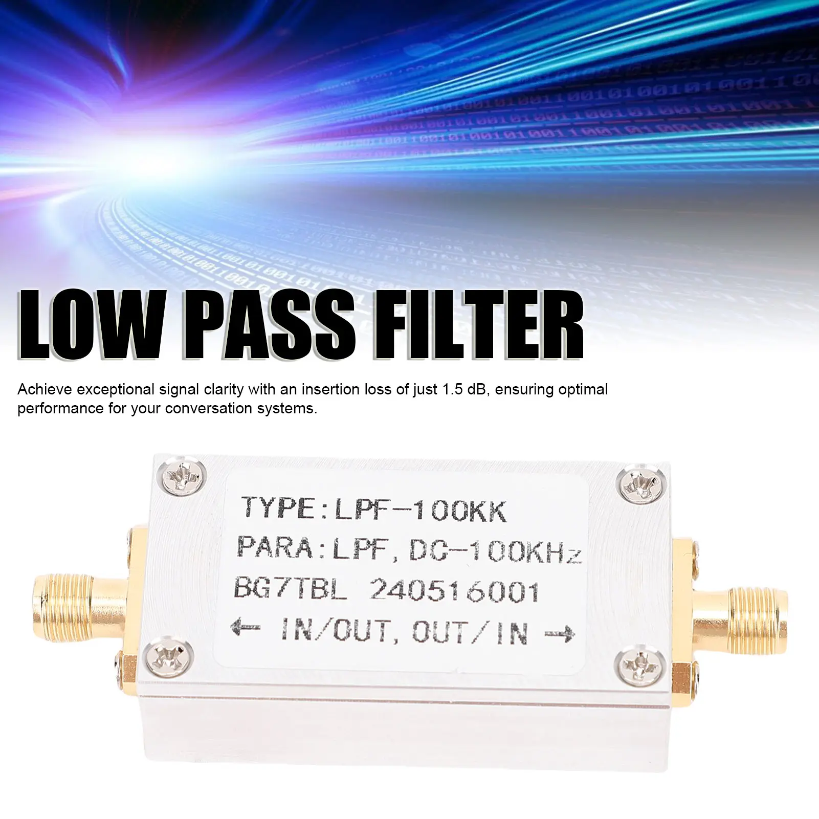 Low Pass Band Filtering Module Low Pass Filter 100K SMA Interface 100KHZ Aluminium Alloy Low Pass Band Filtering Board
