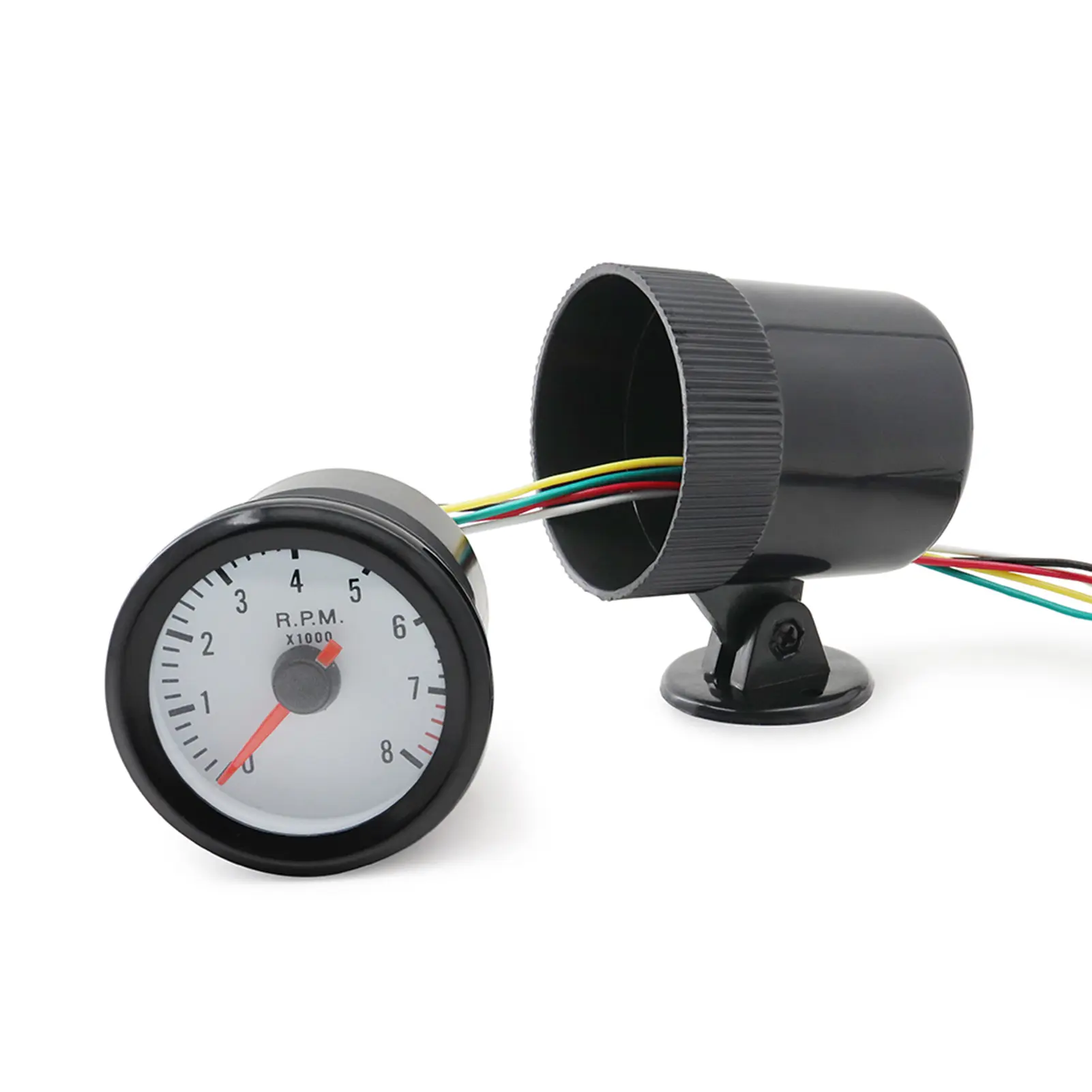 Tachometer Tach Gauge with Black Holder Cup for Auto Car 2'' 52mm 0-8000RPM Blue LED Light