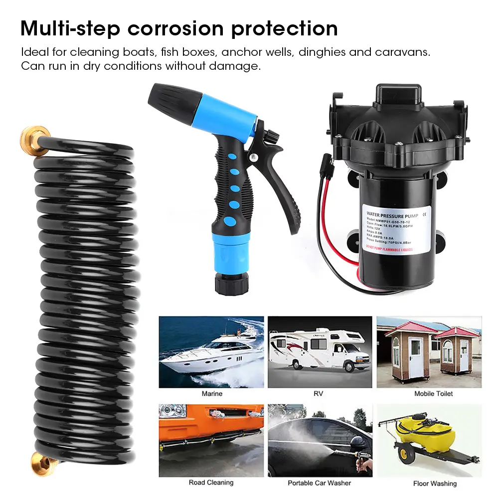 Cleaning Accessory Deck Wash Pump Kit Washdown Deck Cleaning Pump Kit 12V Fresh Sea Water  5.0 GPM for Rv Boat Marine