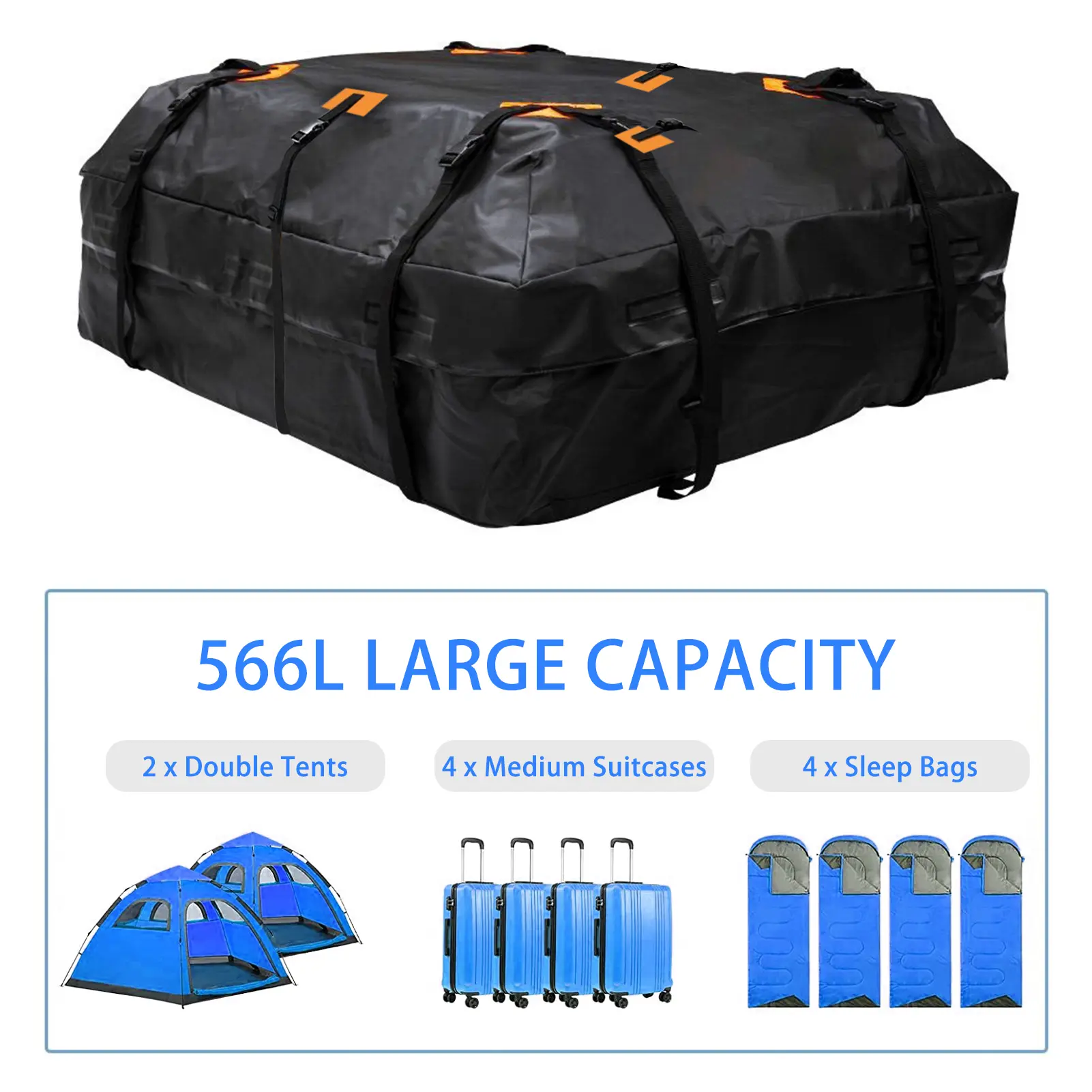 600D Waterproof Cargo Bag Car Roof Cargo Carrier Universal Luggage Bag Storage Cube Bag 20 Cubic feet  for All Cars