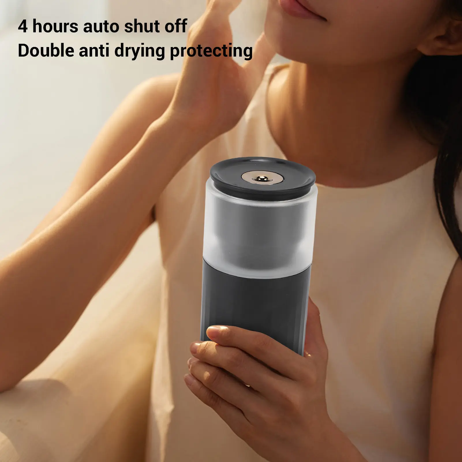 Quiet Humidifier Small Desktop Humidifier ABS 2 Modes Quiet Portable Cool Mist Humidifier with Light for Indoor  Car Black