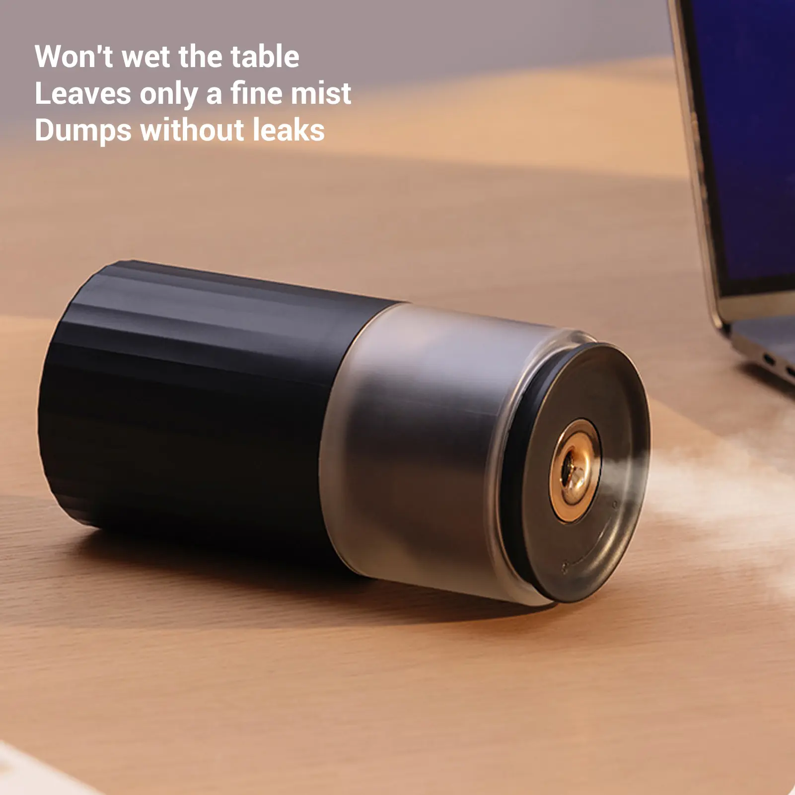 Quiet Humidifier Small Desktop Humidifier ABS 2 Modes Quiet Portable Cool Mist Humidifier with Light for Indoor  Car Black