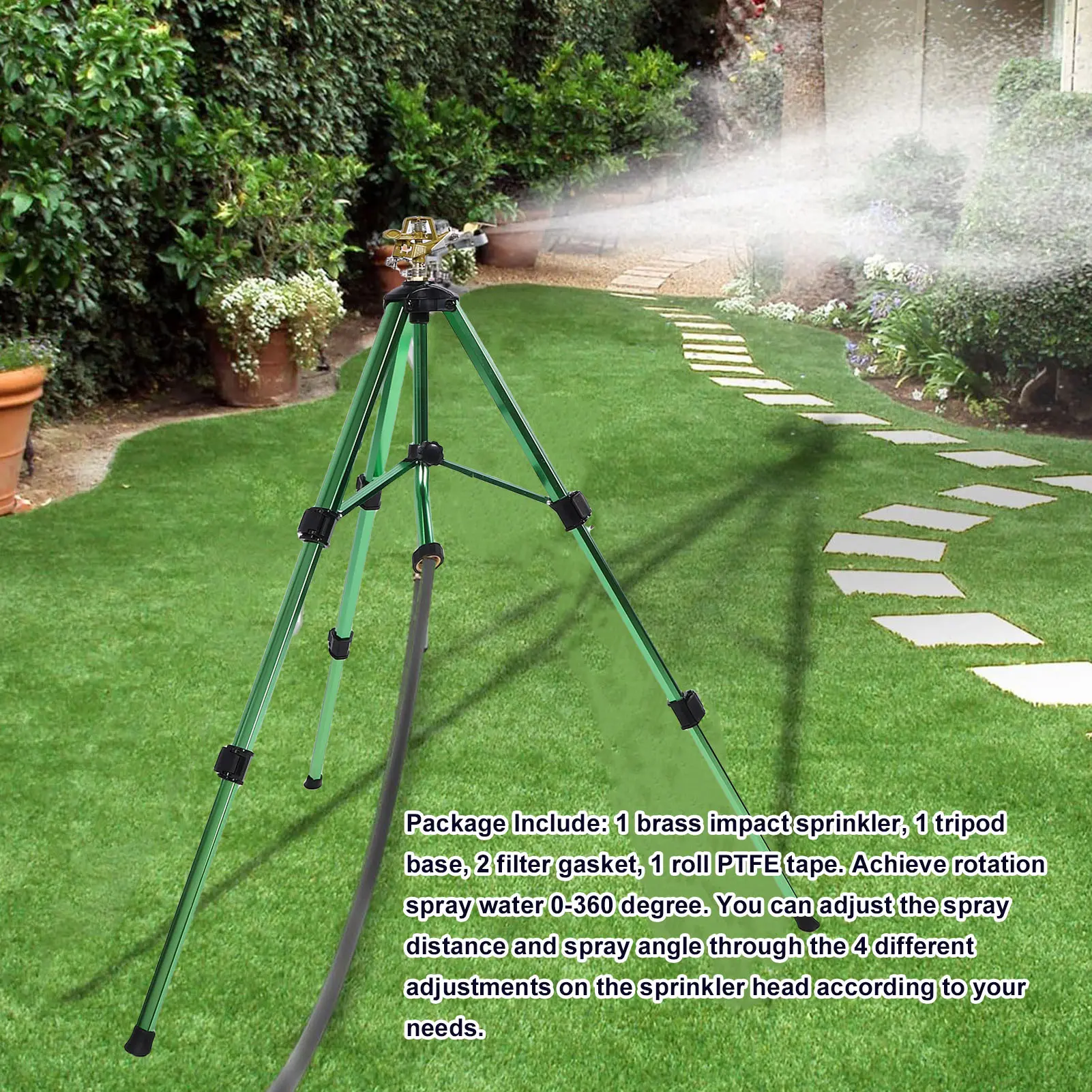Tripod Sprinkler  Sprinkler Sturdy Rustproof Extension Legs 3/4 Inch Connector 0-360 Degree Large Area Coverage for Yard