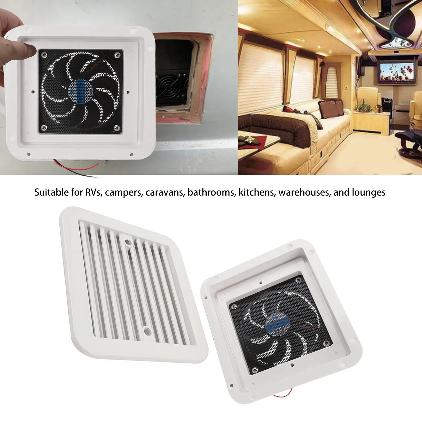 5V RV Side Vent Fan One Way Silent Wind Air Vent Ventilation Exhaust Fan for  Motorhome  Yacht  Air Vent Fan