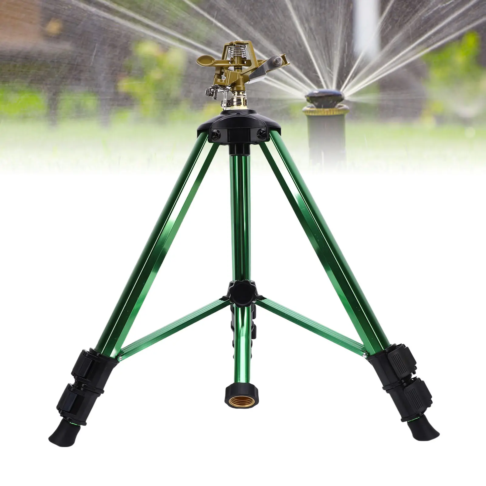 Tripod Sprinkler  Sprinkler Sturdy Rustproof Extension Legs 3/4 Inch Connector 0-360 Degree Large Area Coverage for Yard
