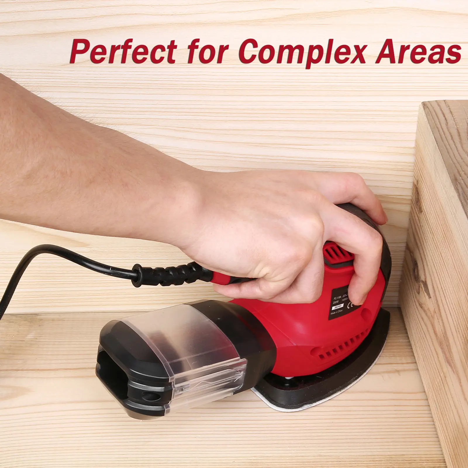 Detail Sander 1.6A 200W 14000 OPM Compact Sander Efficient Dust Collection System with 2pcs Polishing Pads & 20pcs Sandpapers