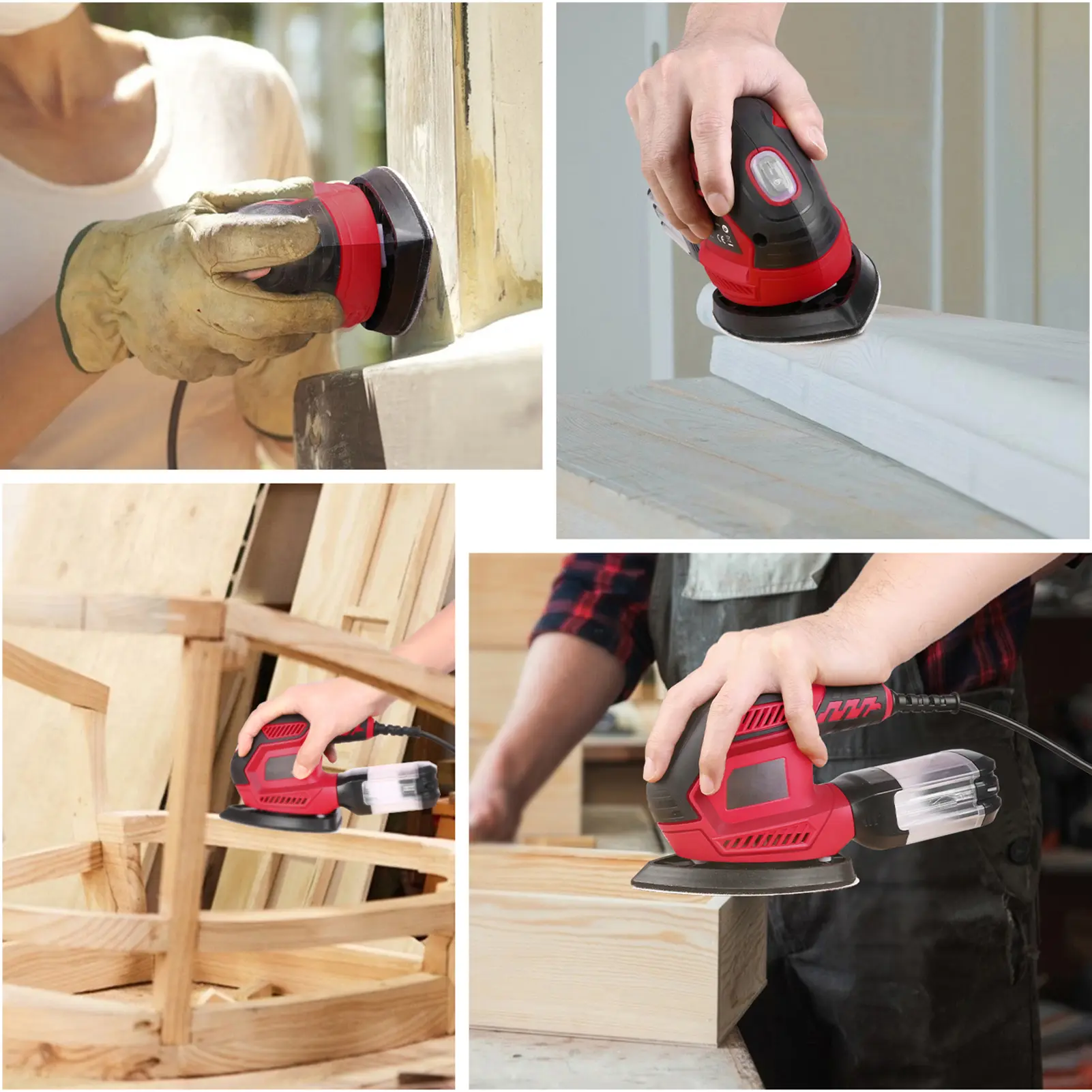 Detail Sander 1.6A 200W 14000 OPM Compact Sander Efficient Dust Collection System with 2pcs Polishing Pads & 20pcs Sandpapers