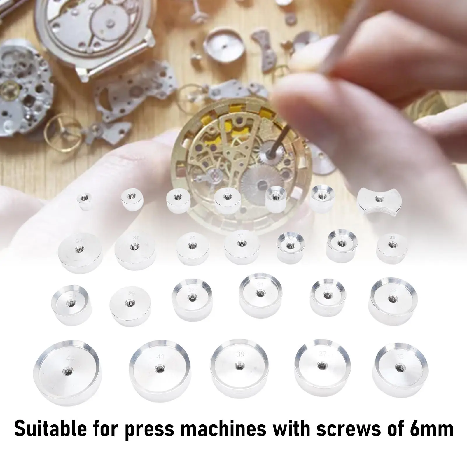 Watch Case Pressing Die Aluminum Flat Round Butterfly Die Watch Dies Kit for Repair Maintenance Watch Back Case Press Die
