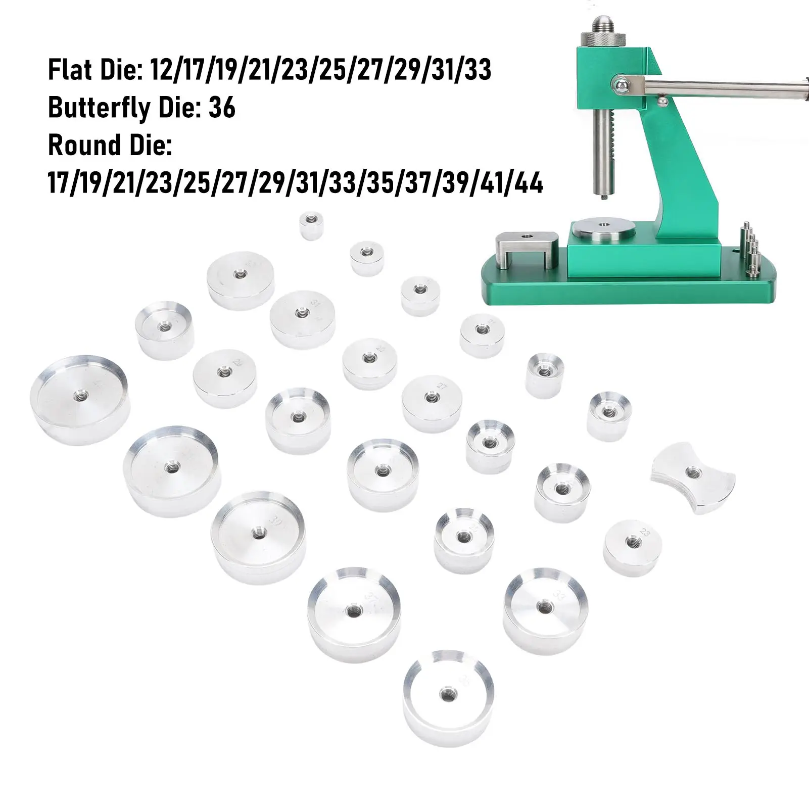 Watch Case Pressing Die Aluminum Flat Round Butterfly Die Watch Dies Kit for Repair Maintenance Watch Back Case Press Die