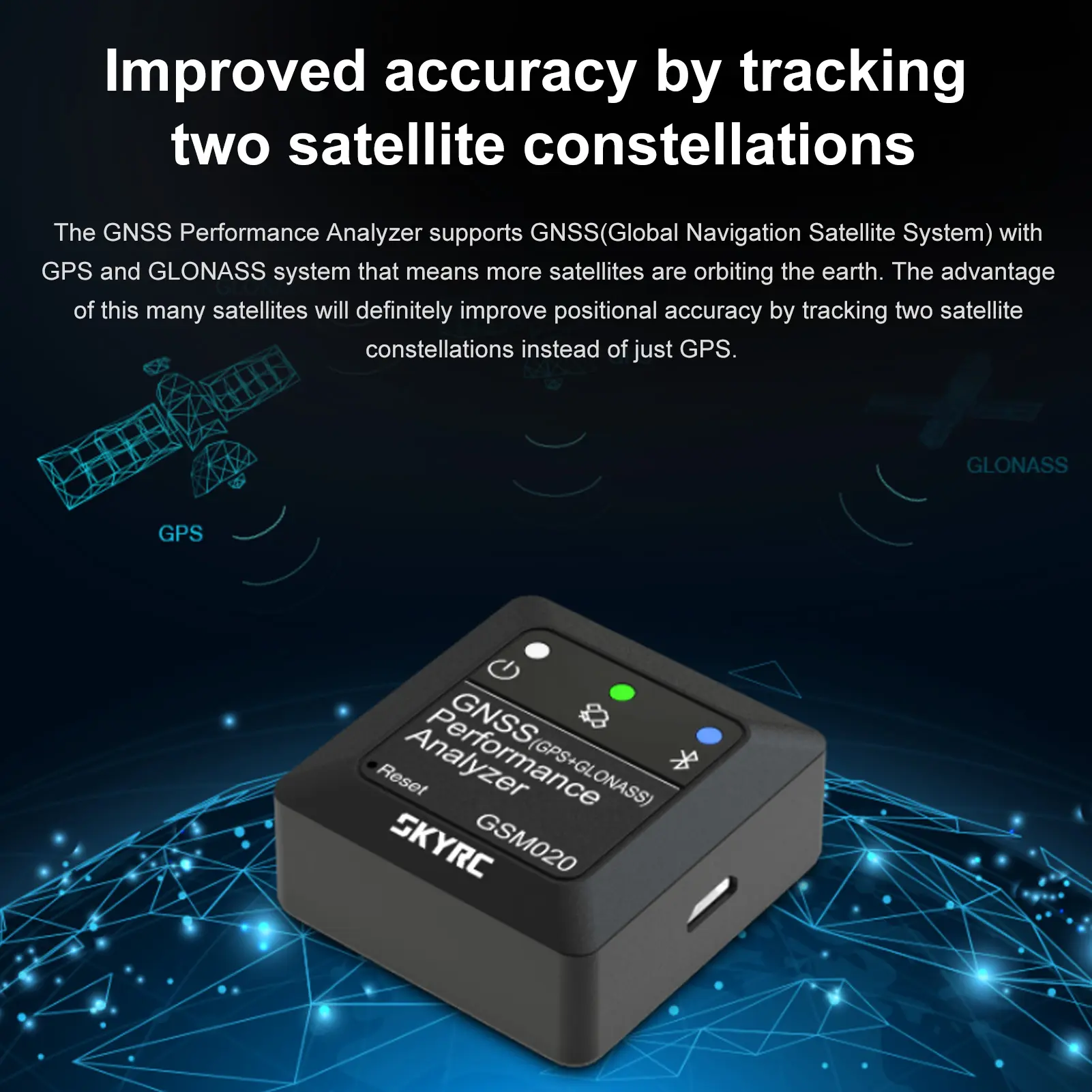 SKYRC GSM020 GNSS Performance Analyzer APP Speed Meter for RC Car Helicopter FPV Racing Drone Quadcopter Model RC Parts