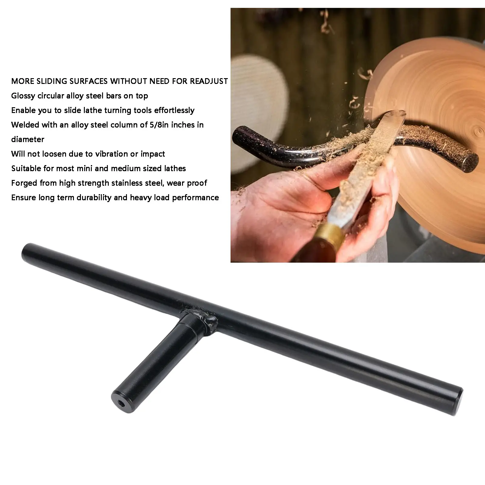 Lathe Tool Rest 12in Stainless Steel with 5/8in Post for Wood Lathe Turning Woodworking Lathe Tool Rest with 5/8in Post