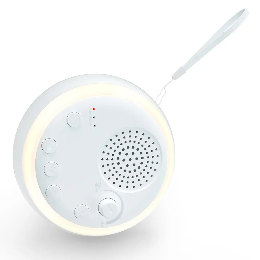 Desktop White Noise Machine Mini Baby Sleep Machine Built-in Night Light 16 Soothing Sounds 15/30/60min Timer with Lanyard USB C