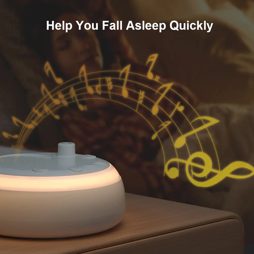 Desktop White Noise Machine Mini Baby Sleep Machine Built-in Night Light 16 Soothing Sounds 15/30/60min Timer with Lanyard USB C