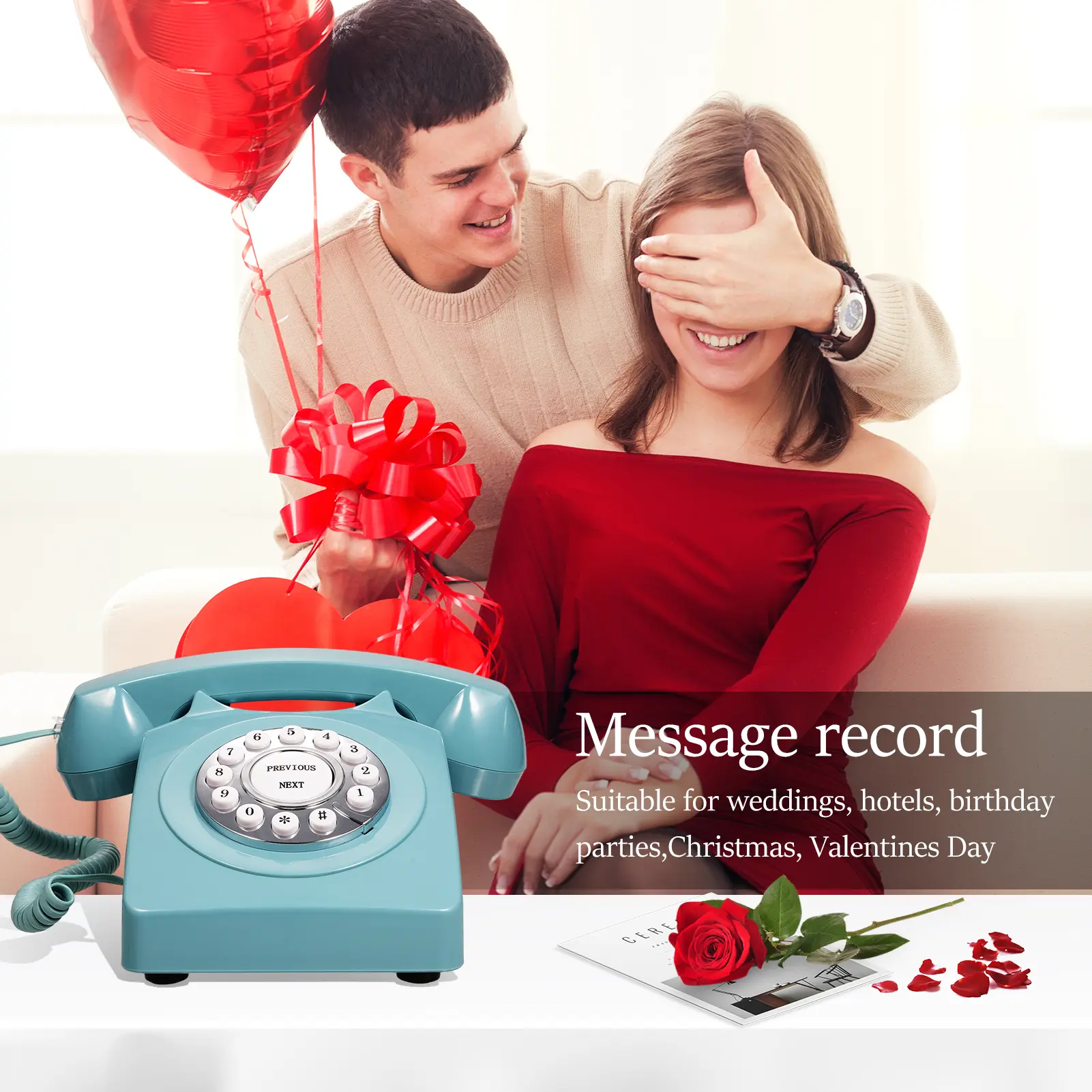Audio Message Book Voice Record Wedding Phone Customized with Voicemail Best Wishes Suitable for Bridal Shower Birthday Party