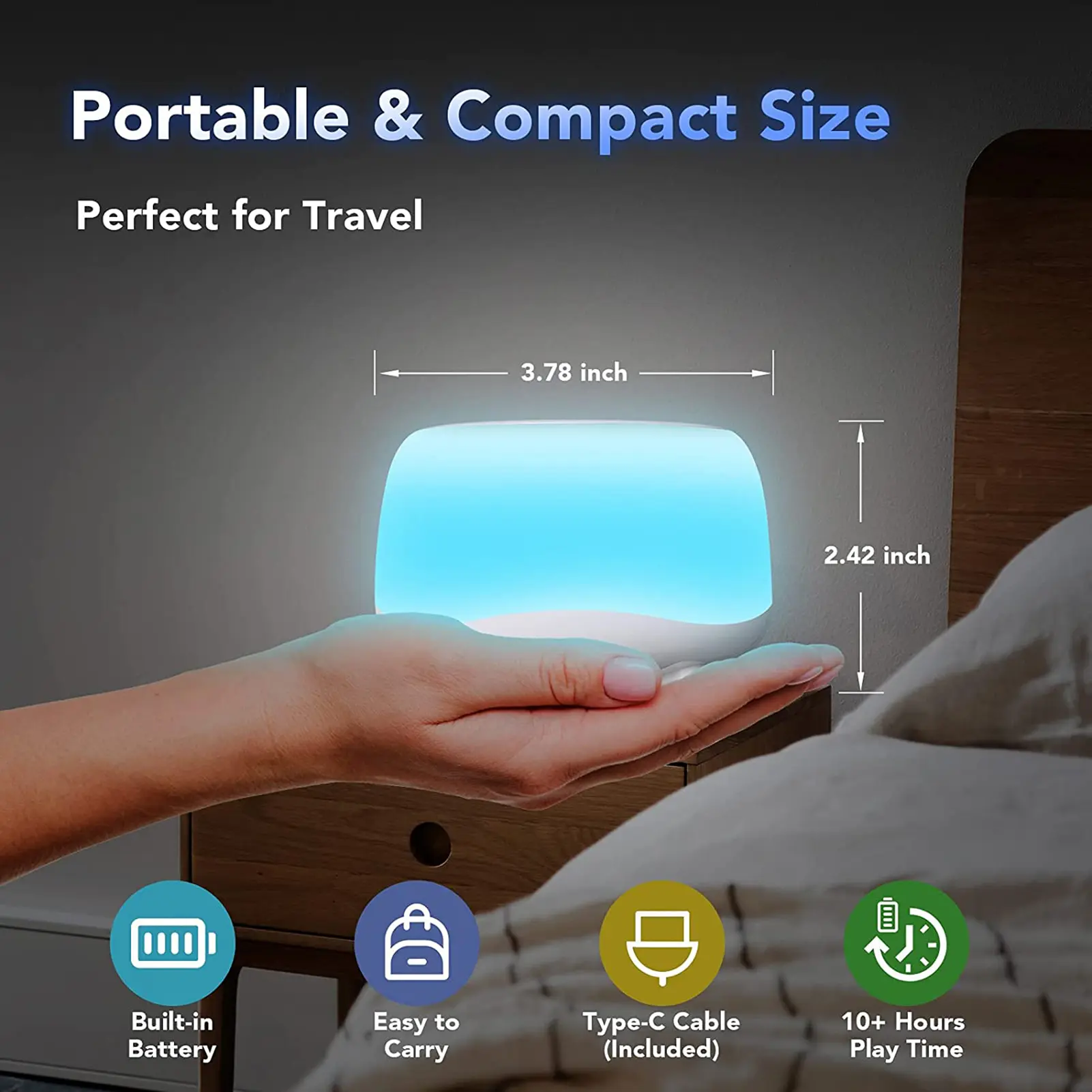 Desktop White Noise Machine Sleep Sound Machine for Baby Sleep Soother 7 Colors Night Lights 34 Soothing Sounds 32 Levels