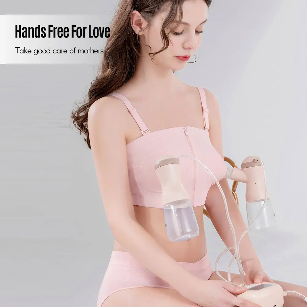 Hands Free Pumping Bra Adjustable Cotton Breast Pump Bra No Steel Ring Nursing Bra for Women Breastfeeding Underwear
