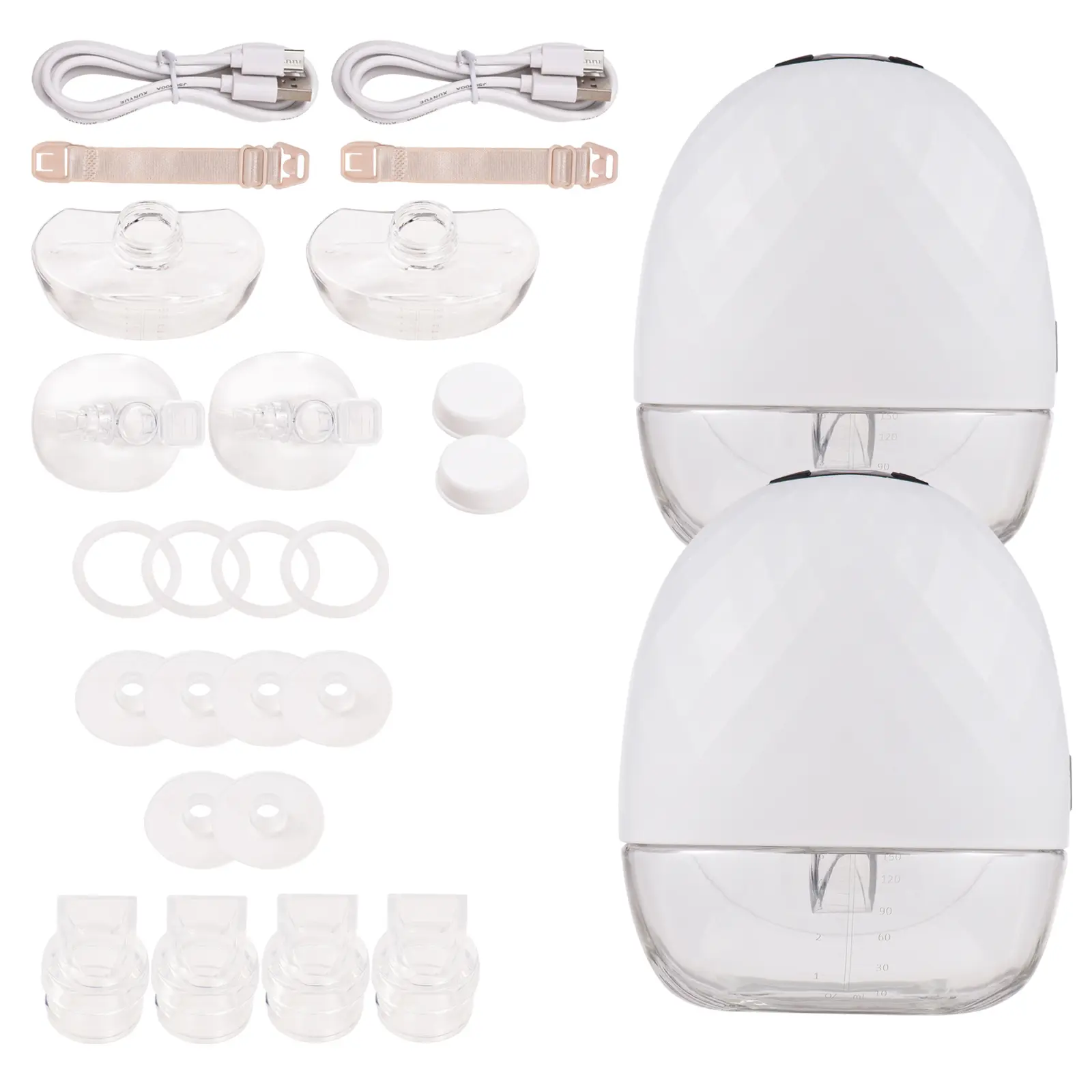 Wearable Breast Pump Hands Free Electric Breast Pump for Breastfeeding Low Noise with 150ml Milk Collector for Home Travel