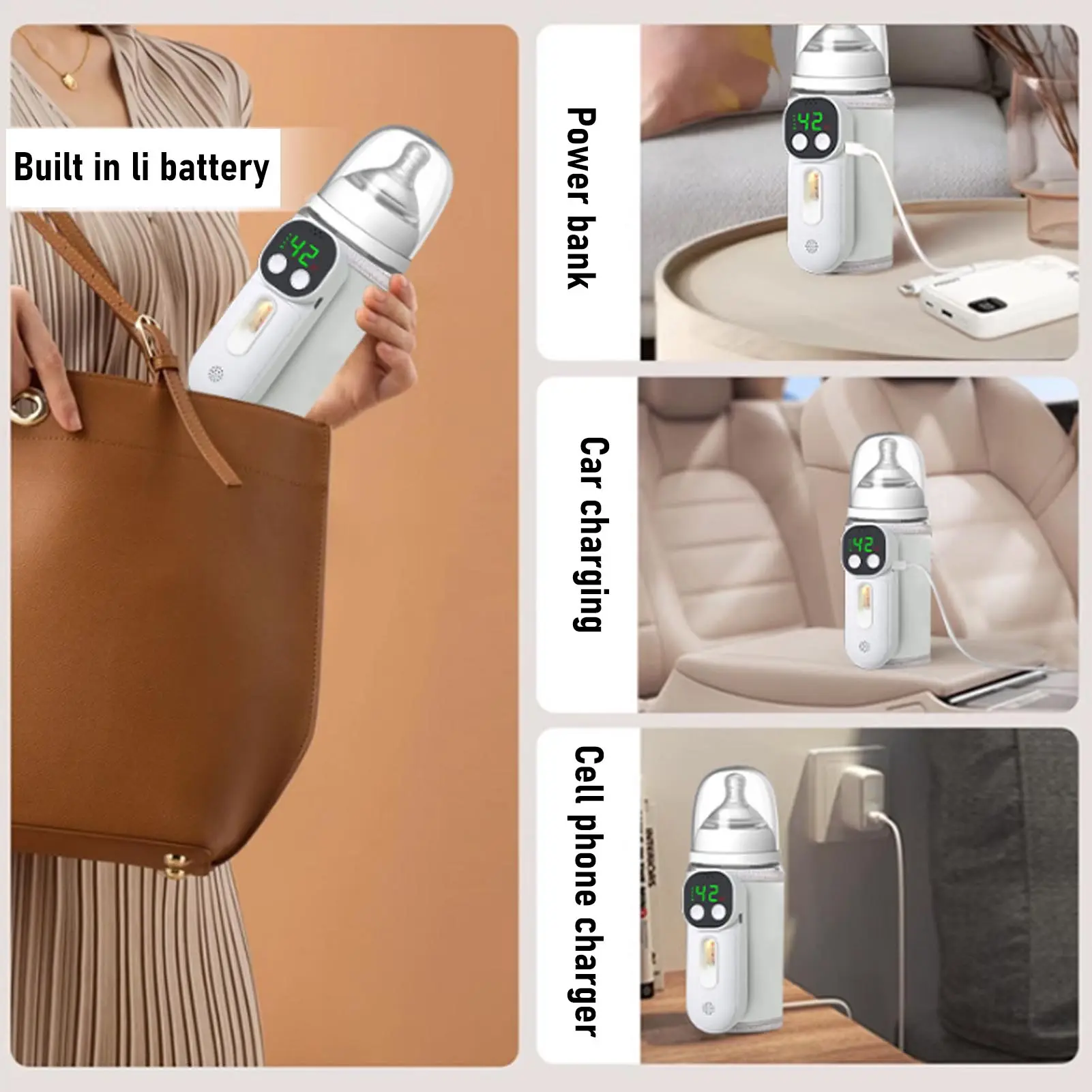 18w Bottle Warmer Cordless 8000mah Rechargeable Constant Warming Portable Milk Bottle Heater for Travel Bottle Warmer for Travel