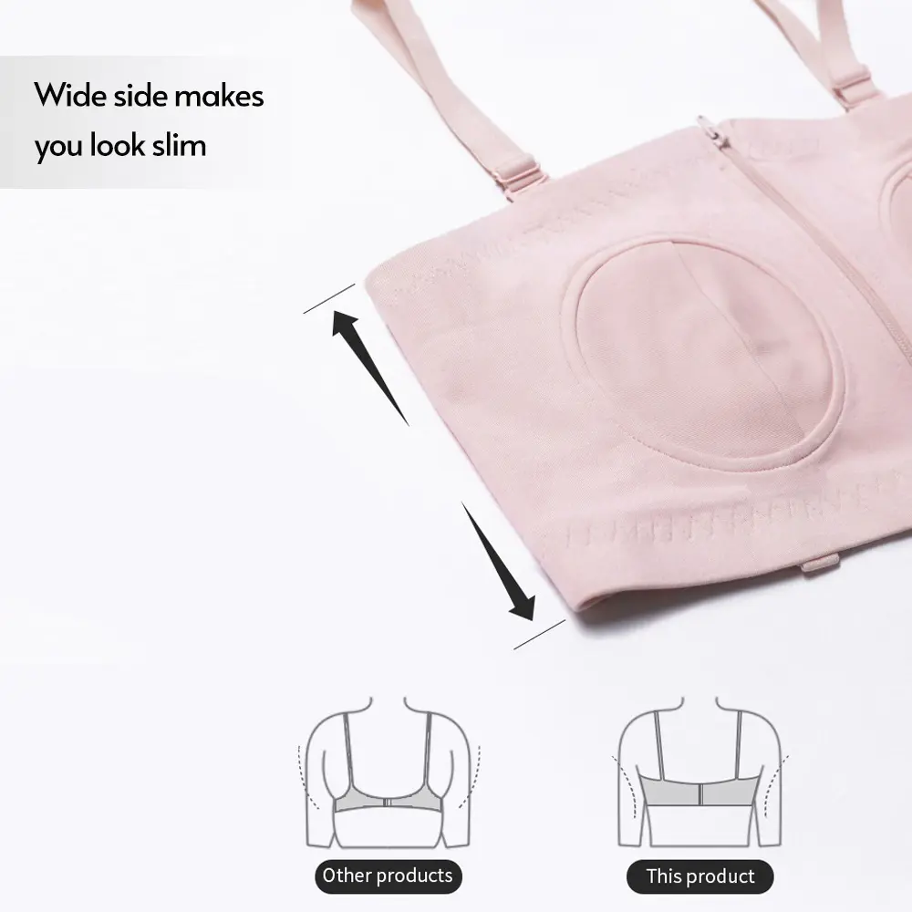 Hands Free Pumping Bra Adjustable Cotton Breast Pump Bra No Steel Ring Nursing Bra for Women Breastfeeding Underwear
