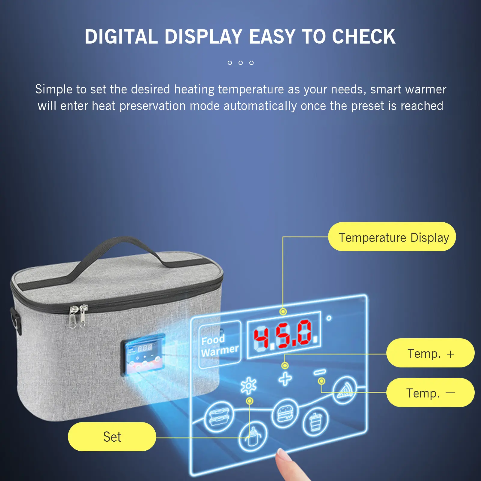8L Baby Food Heater Portable Digital Baby Bottle Warmer Oven 12V Car Food Warmer Car Heating Lunch Box with Temperature Preset